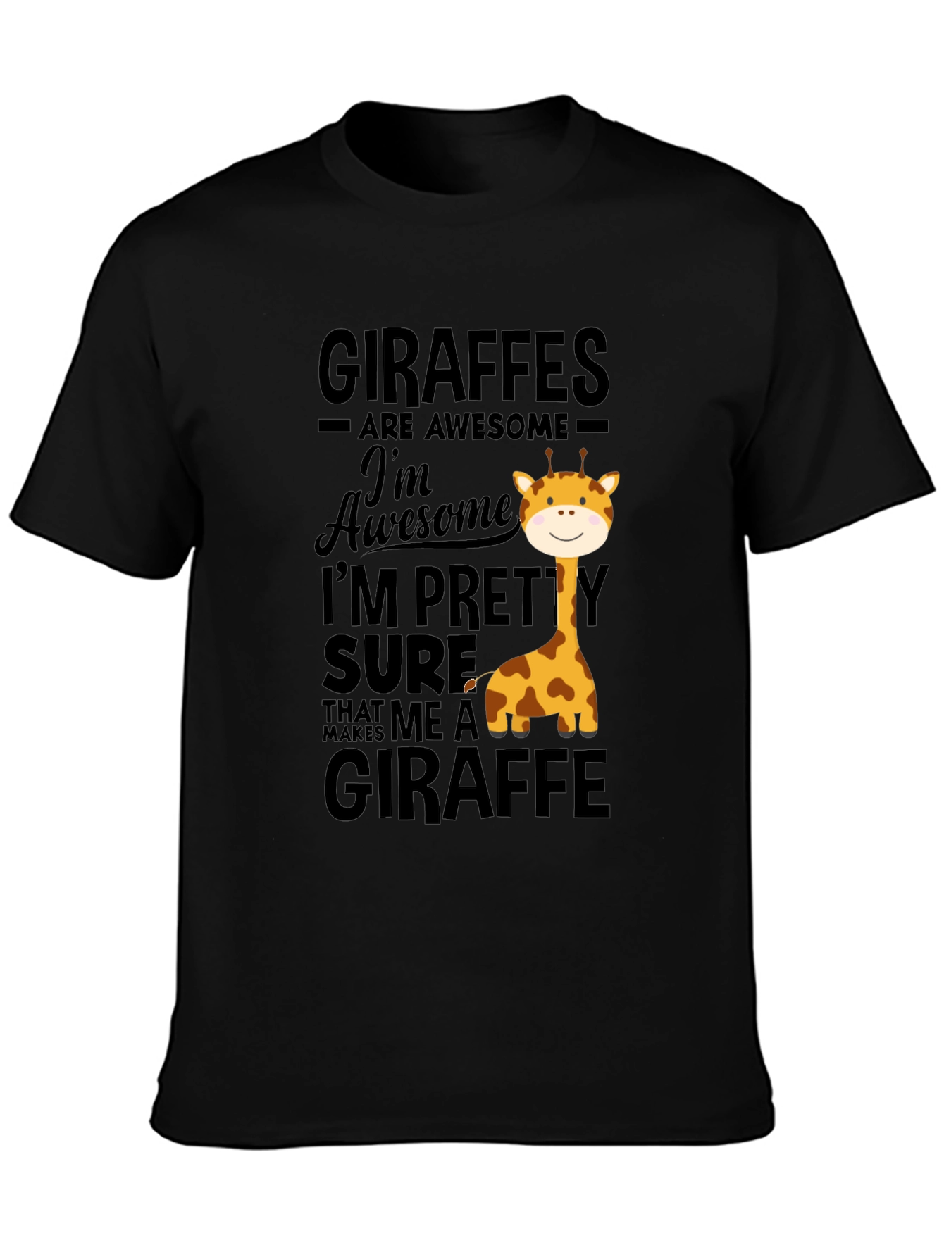 Black Giraffe Lover T-Shirt - Awesome Giraffes Tee view 3