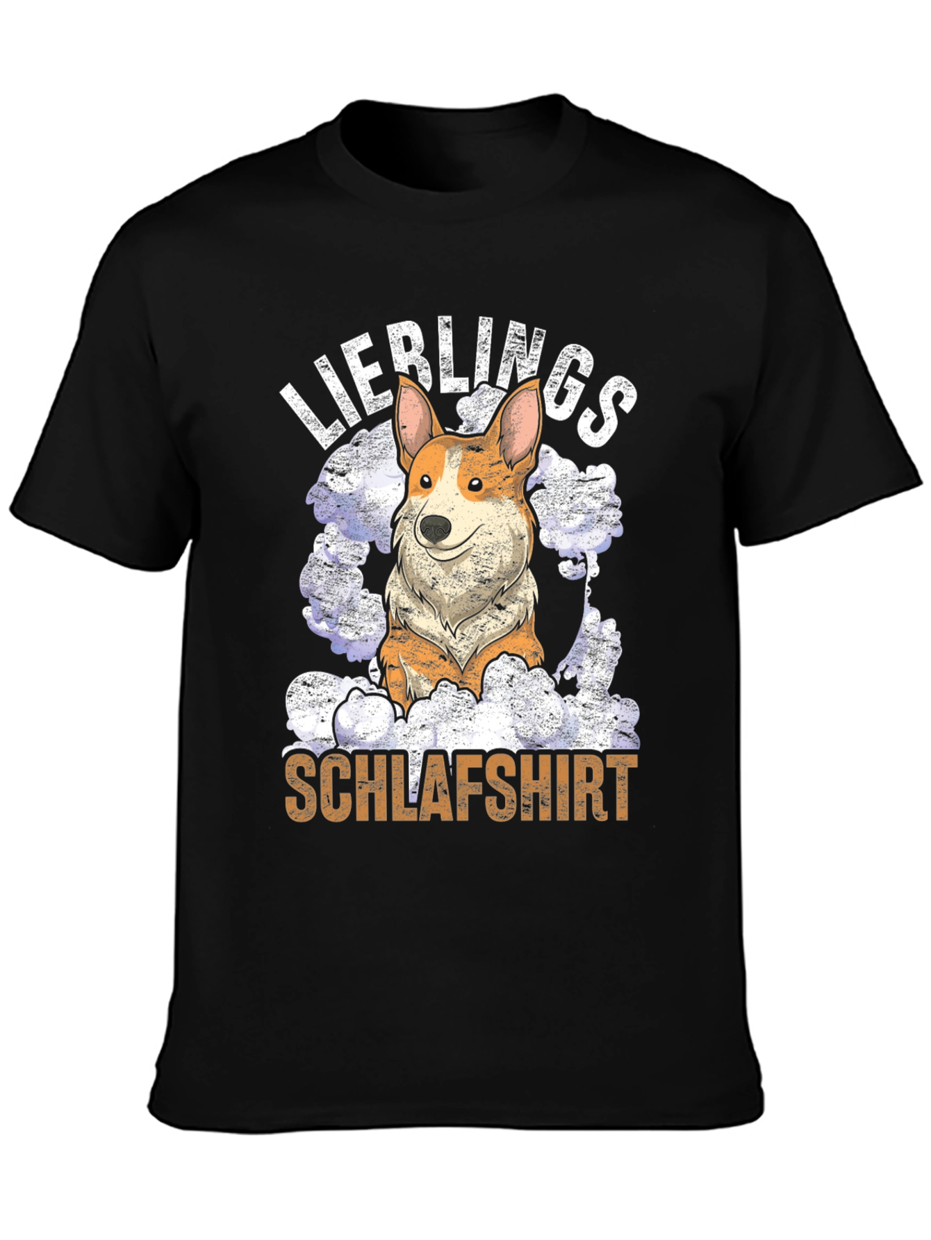 Black Corgi "Lieblings Schlafshirt" Black T-Shirt view 3