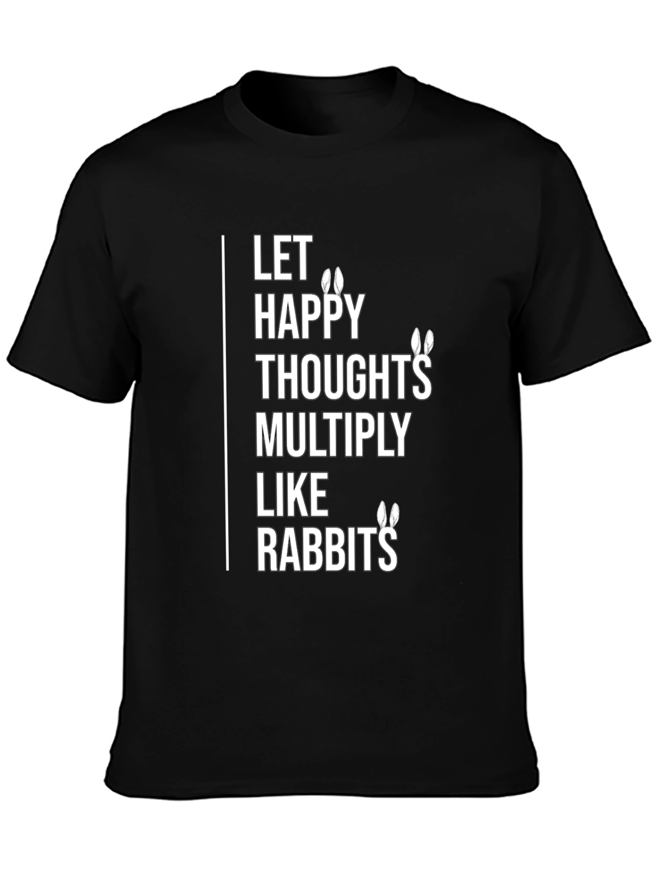 Black Happy Thoughts Rabbit T-Shirt - Multiply the Joy! view 3