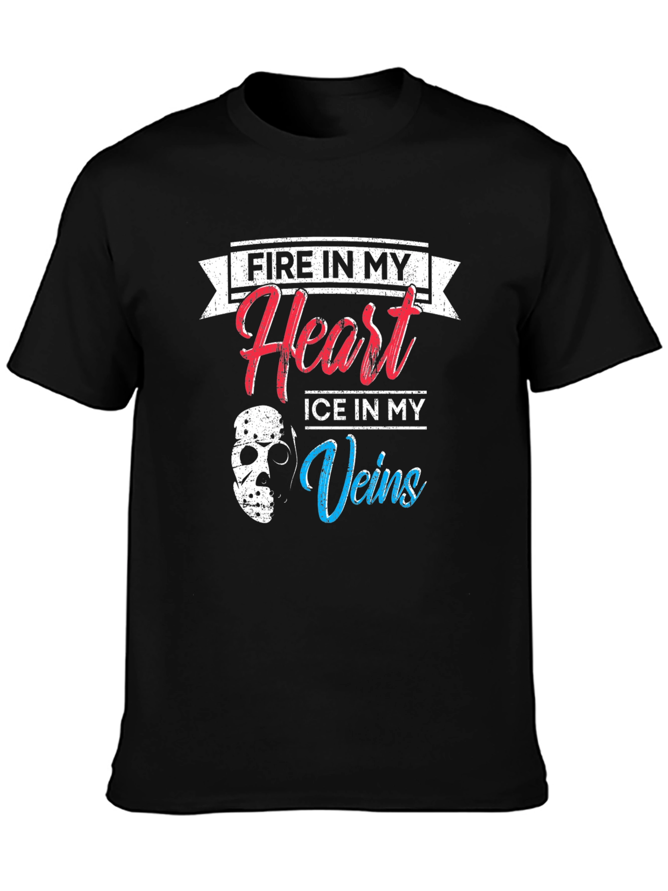 Black Fire Heart Ice Veins Graphic T-Shirt view 3
