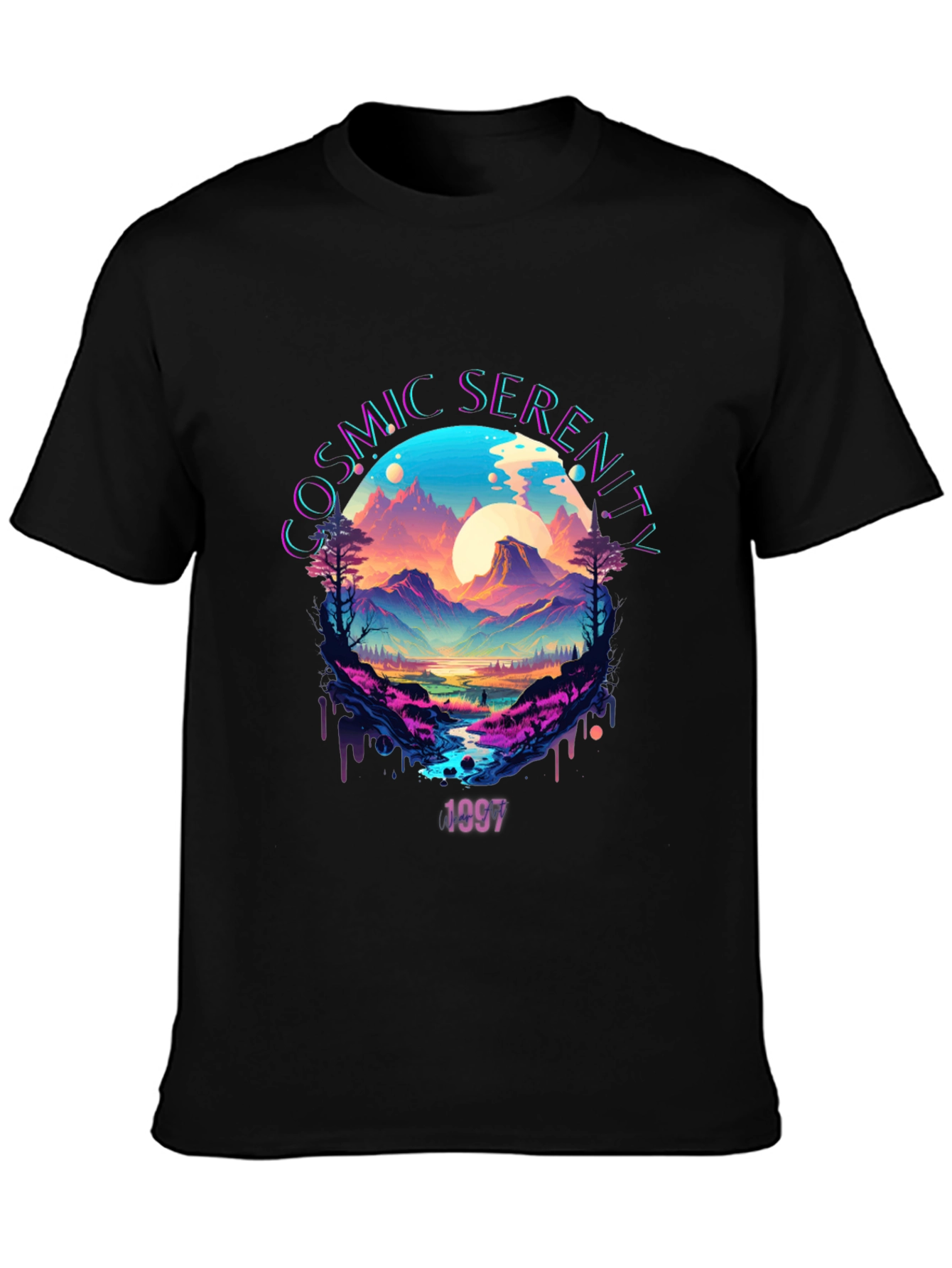 Black Cosmic Serenity 1997 Graphic T-Shirt view 3