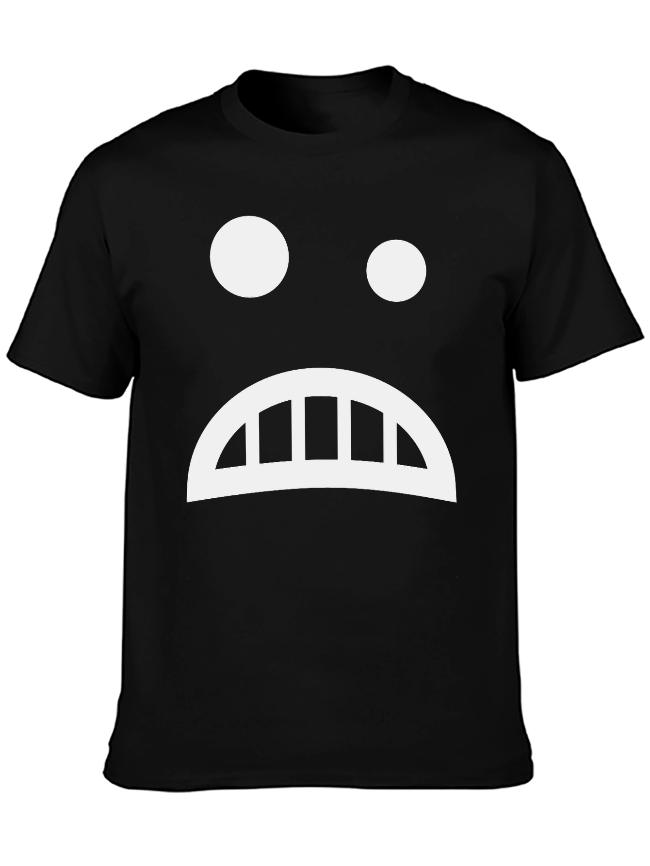 Black Sad Face Graphic Tee - Black Cotton T-Shirt view 3