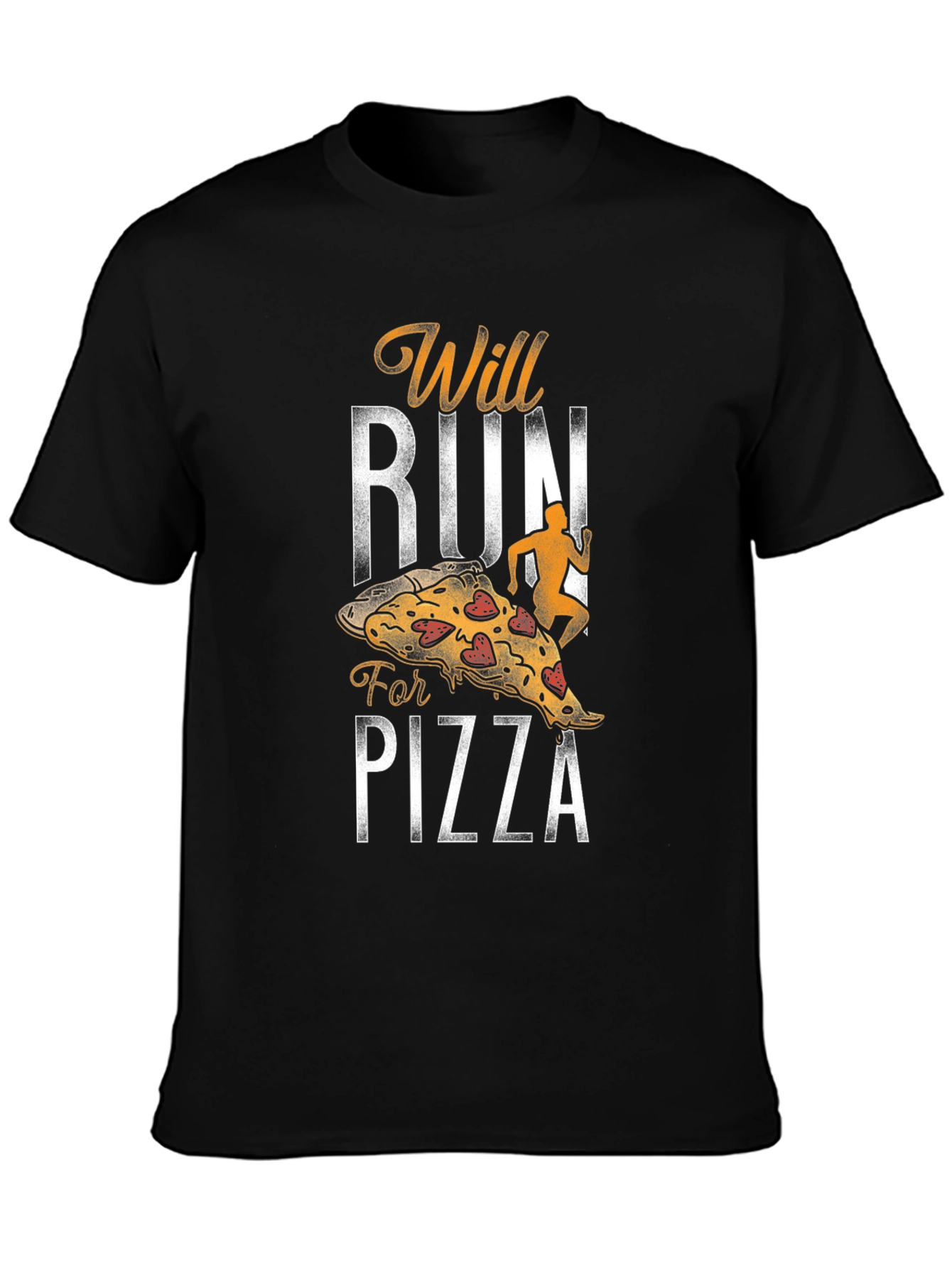 Black Will Run for Pizza T-Shirt view 3