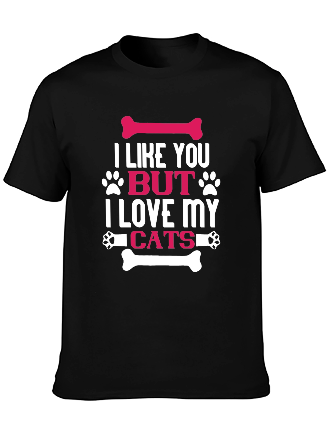 Black I Like You But I Love My Cats T-Shirt view 3