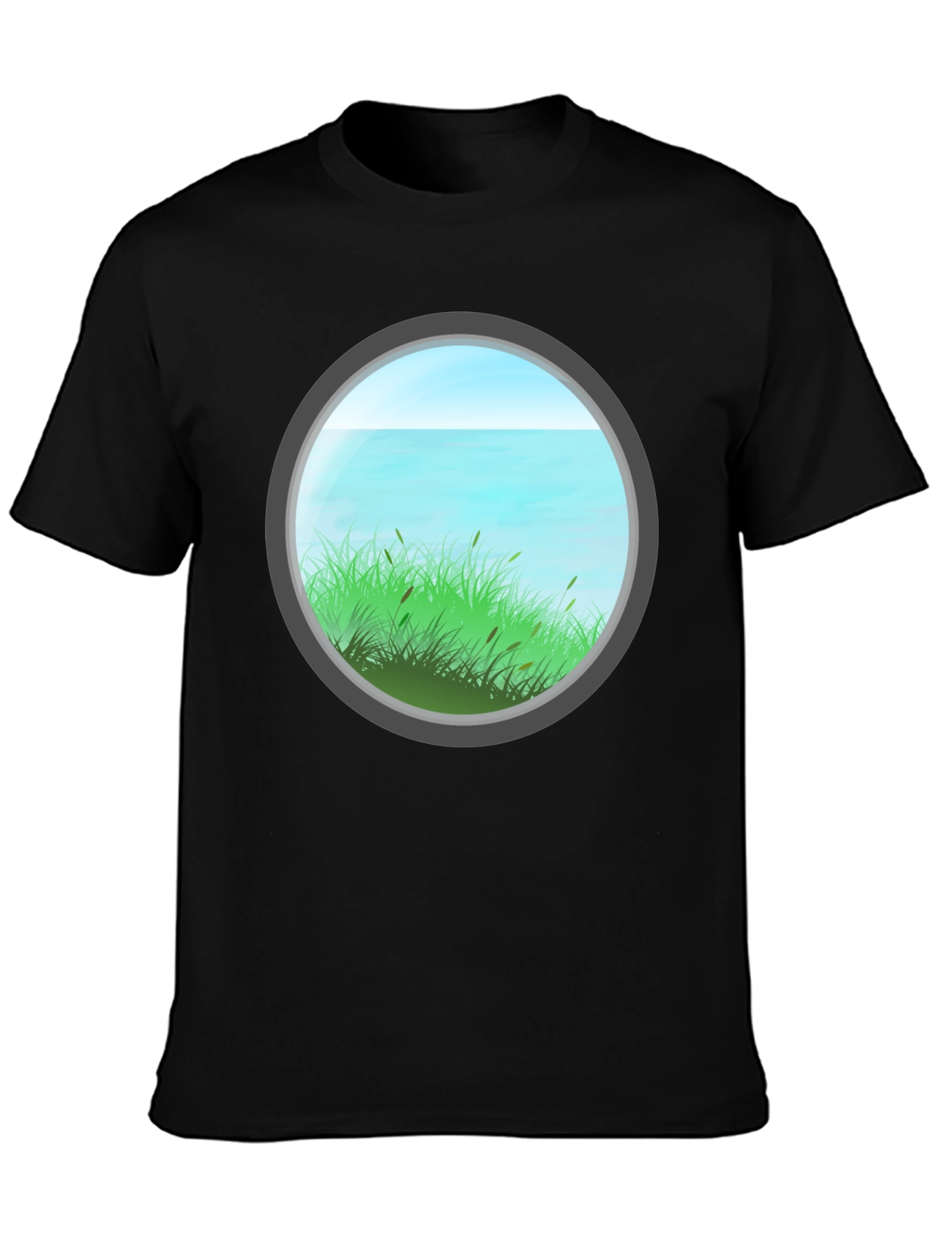 Black Nature View Graphic Tee - Black Cotton Blend view 3