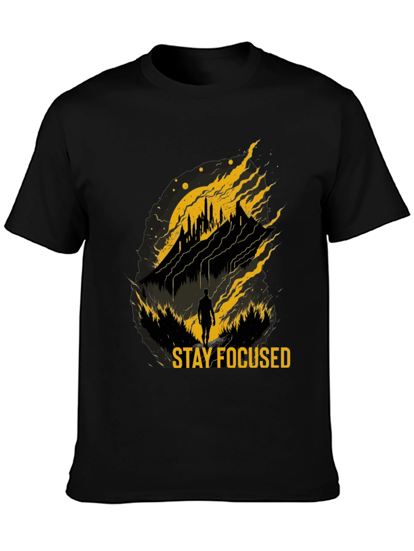 Black Stay Focused Graphic T-Shirt - Inspiring Design view 3