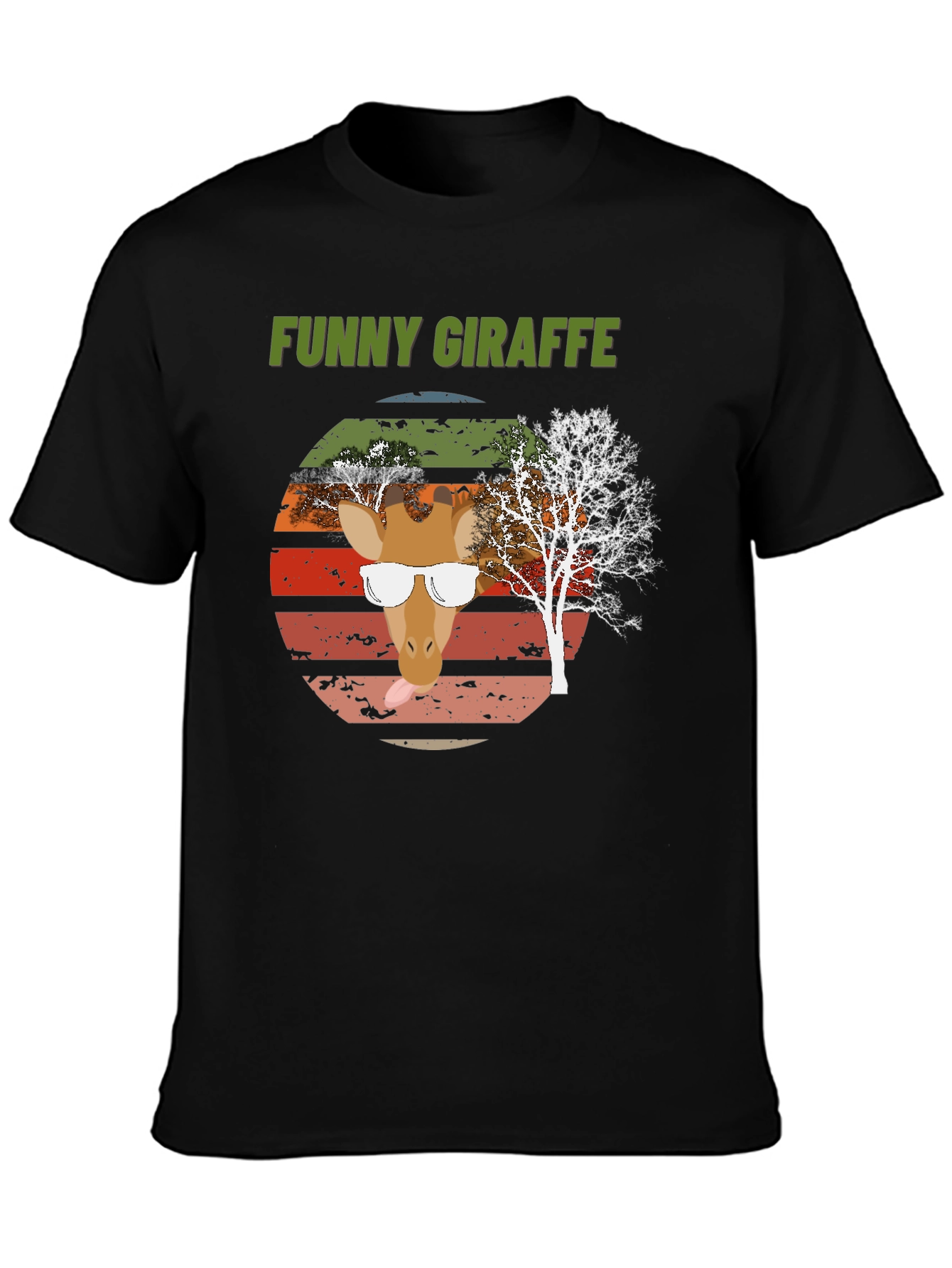 Black Funny Giraffe Graphic Tee - Unique Design view 3