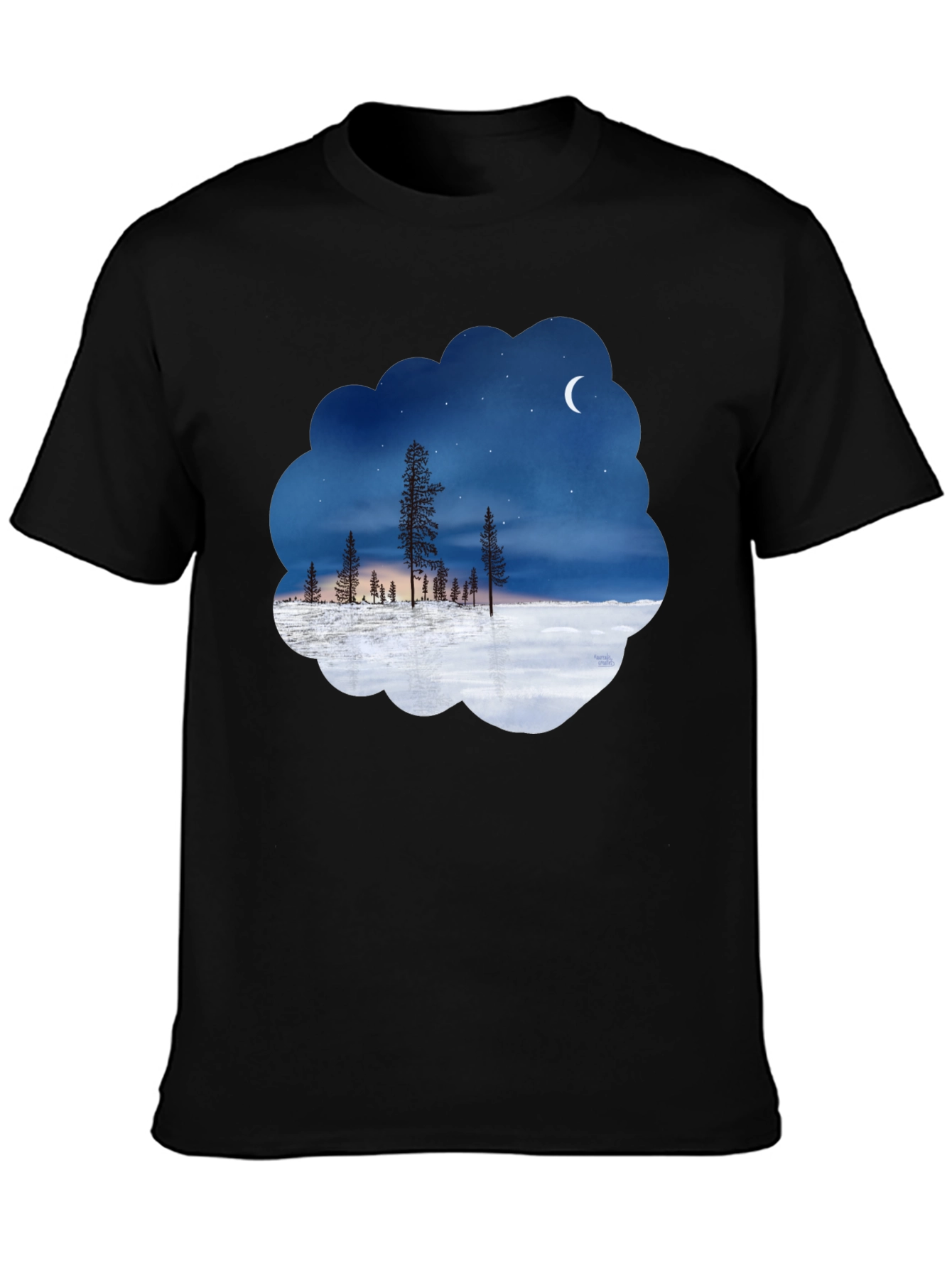Black Night Sky Landscape Graphic Tee view 3