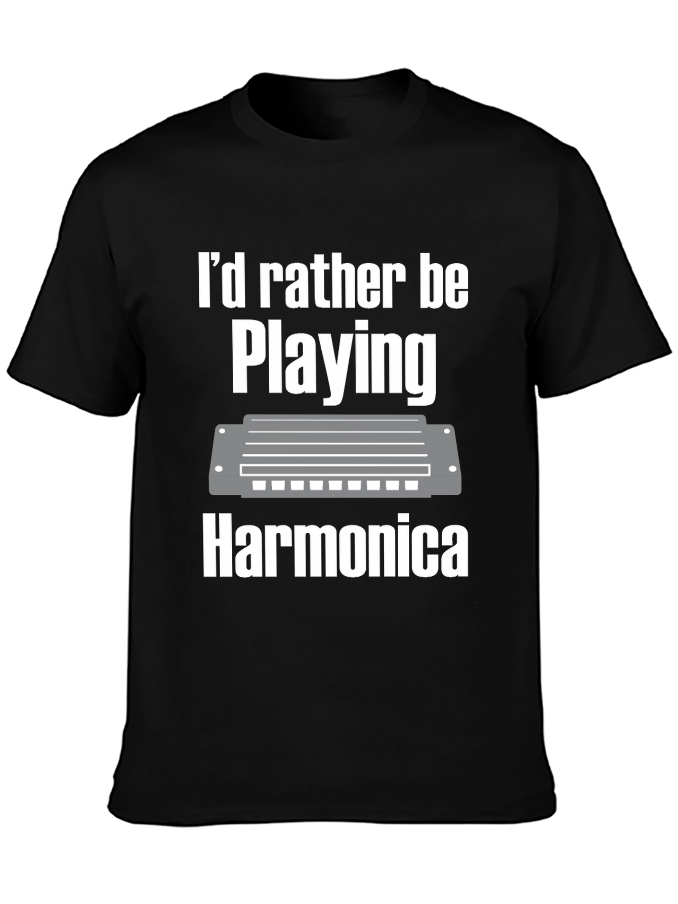 Black Harmonica Player T-Shirt view 3