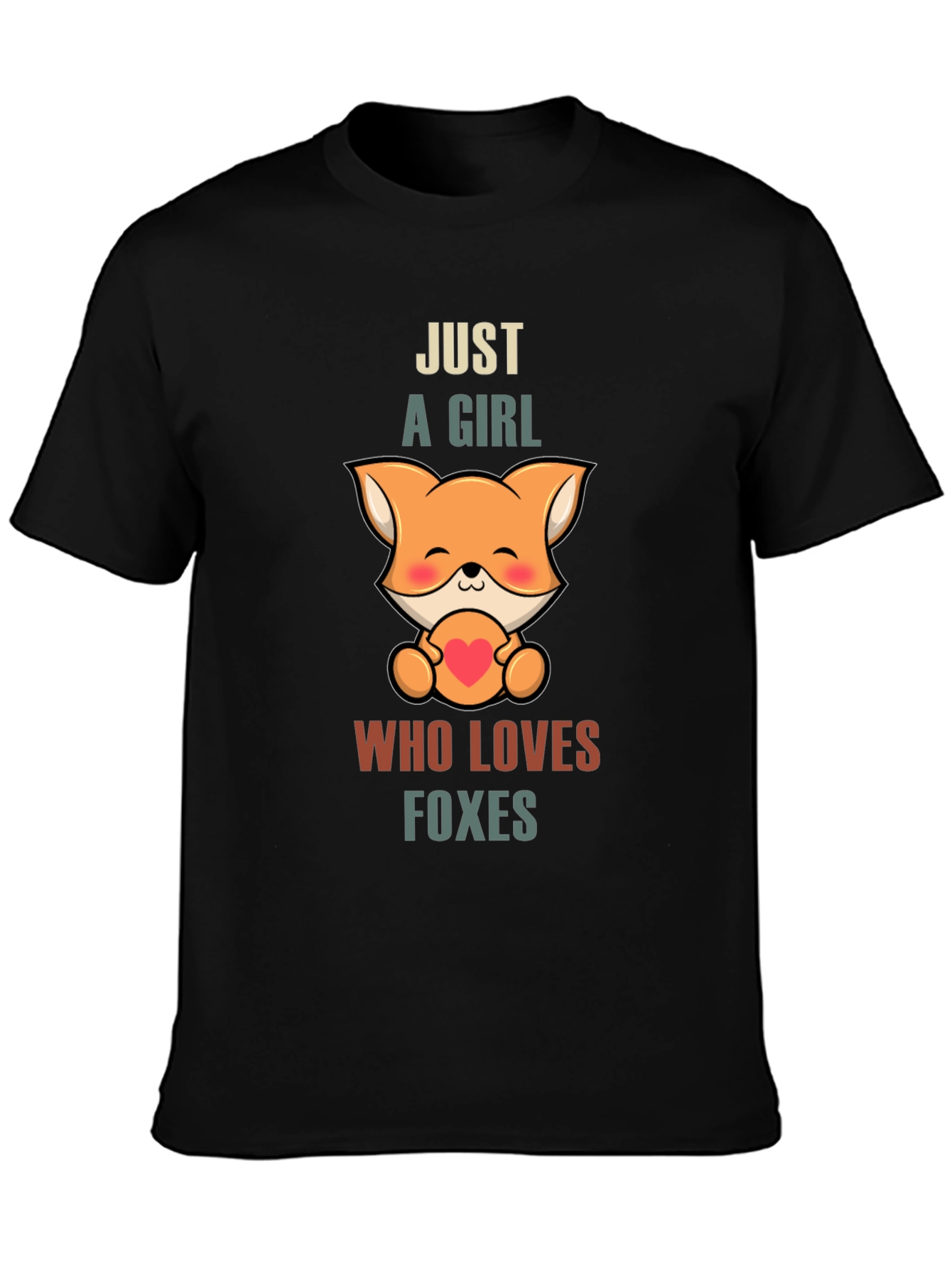 Black Cute Fox Lover Unisex T-Shirt view 3