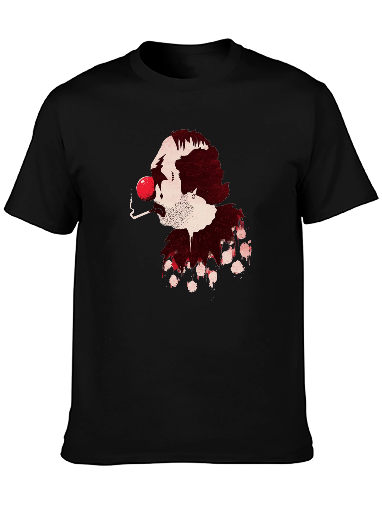 Black Smoking Clown Graphic Black T-Shirt view 3