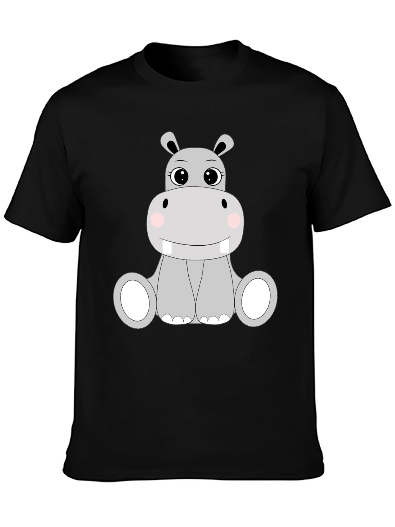 Black Cute Hippo Graphic Tee - Black view 3