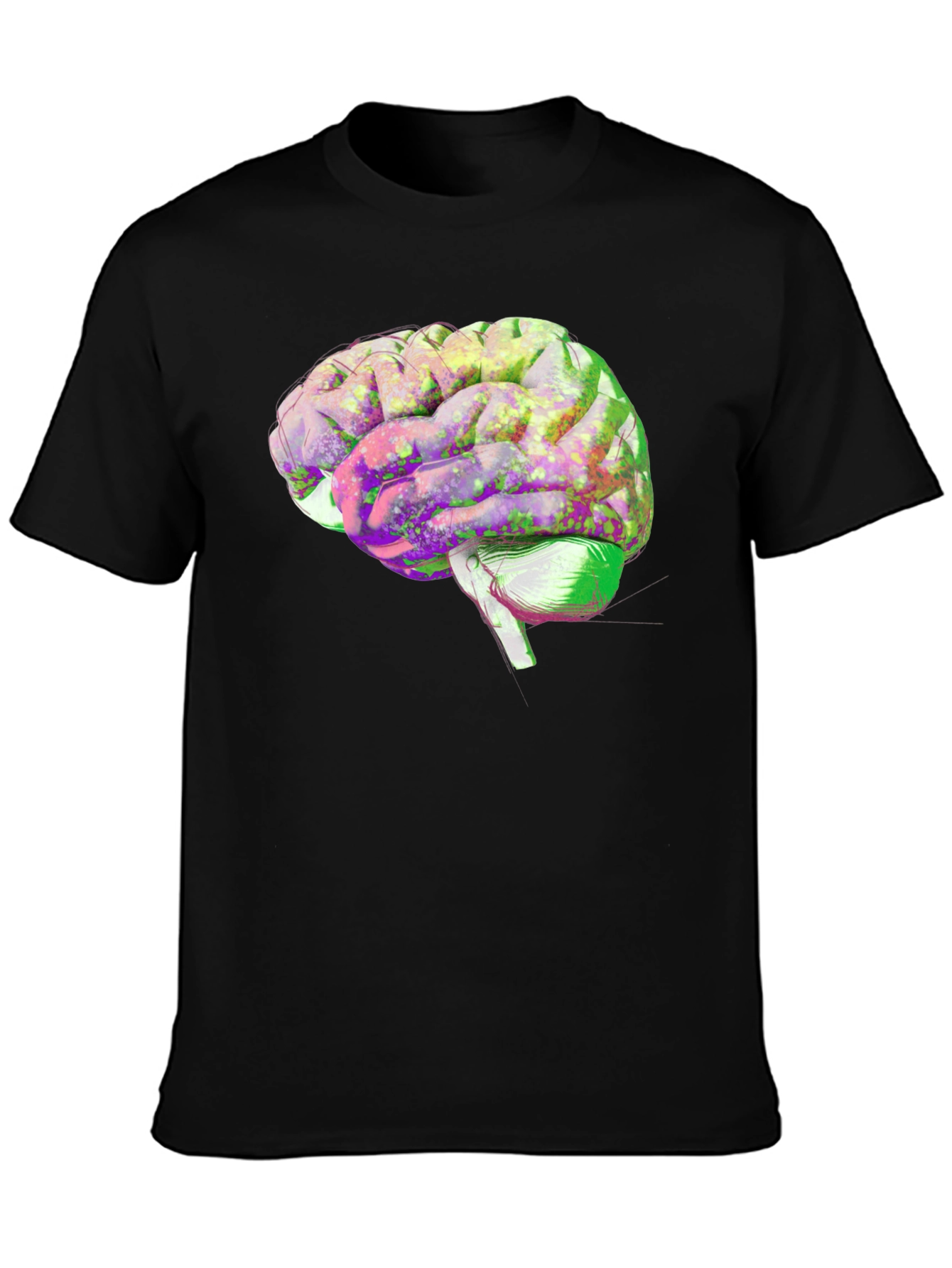 Black Brain Graphic Print Black Cotton T-Shirt view 3