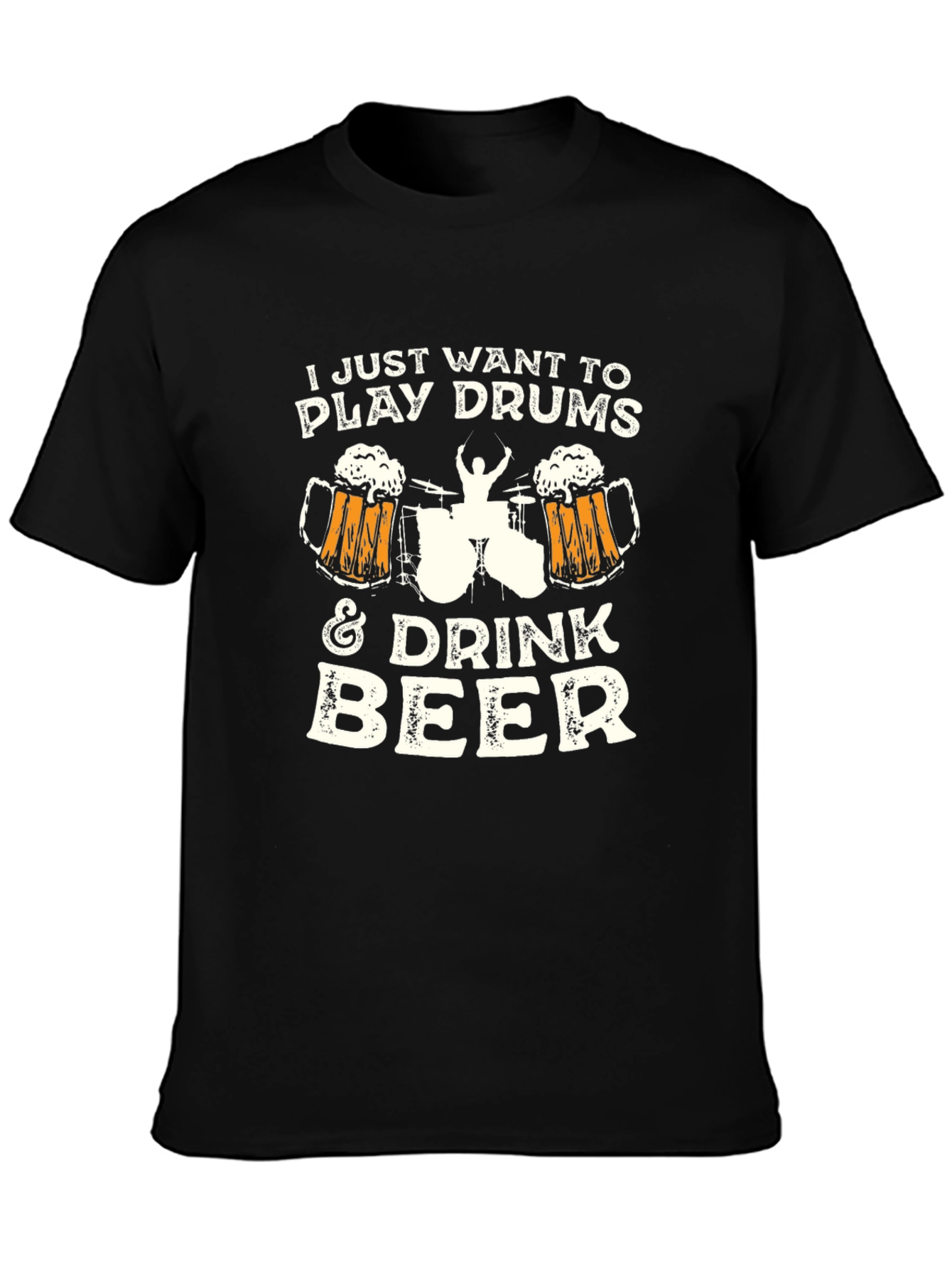 Black Play Drums & Drink Beer Graphic T-Shirt view 3