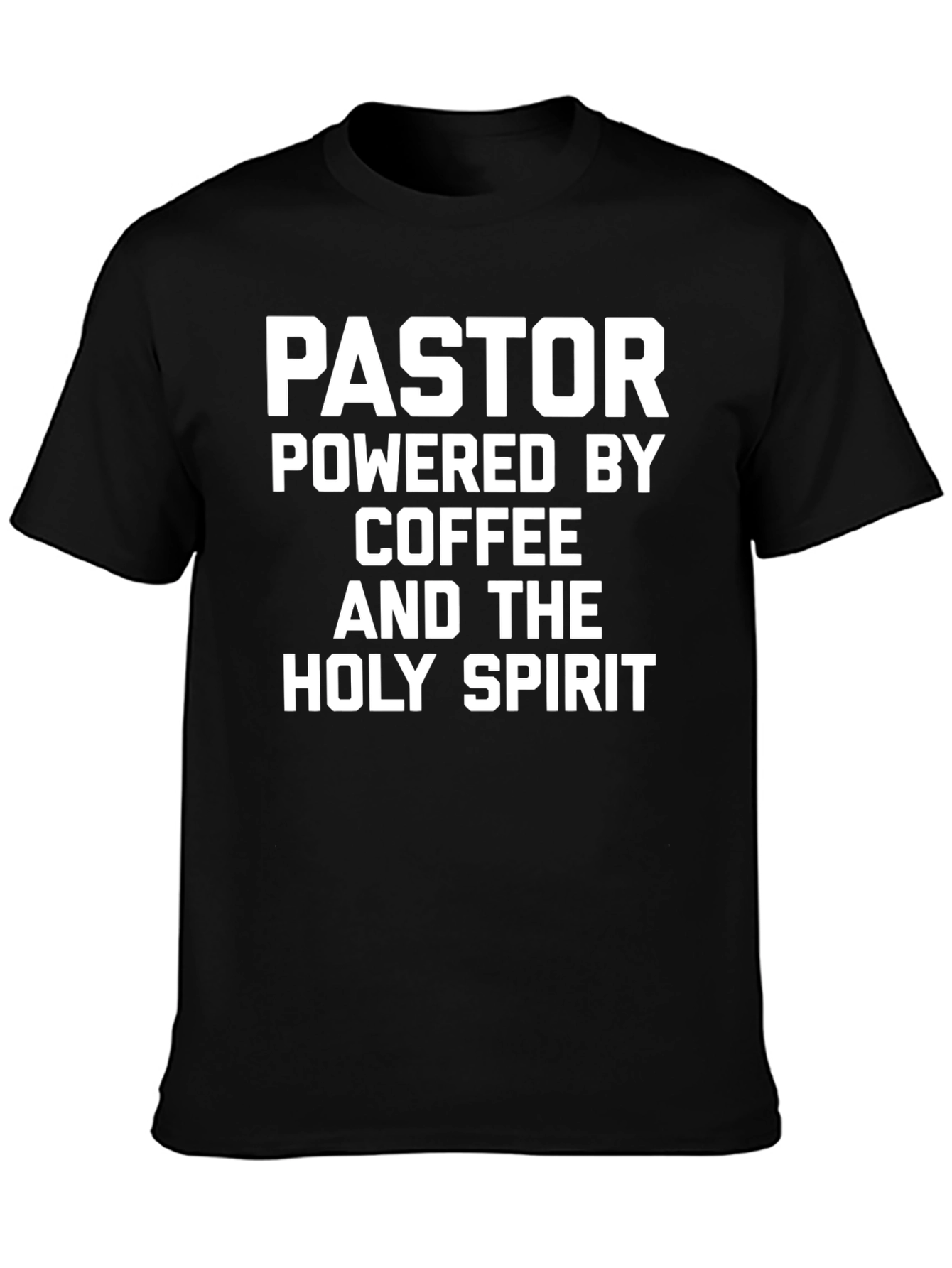 Black Pastor Powered By Coffee & Holy Spirit T-Shirt view 3