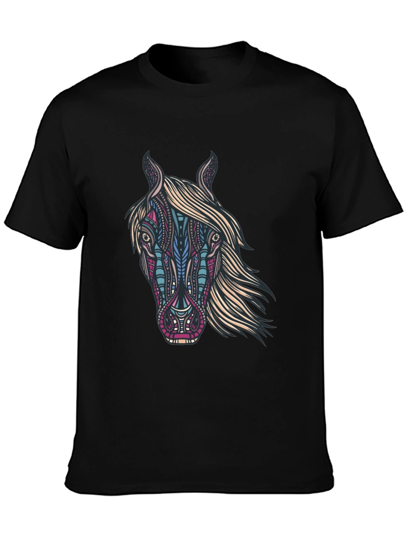 Black Horse Graphic Print Black T-Shirt view 3
