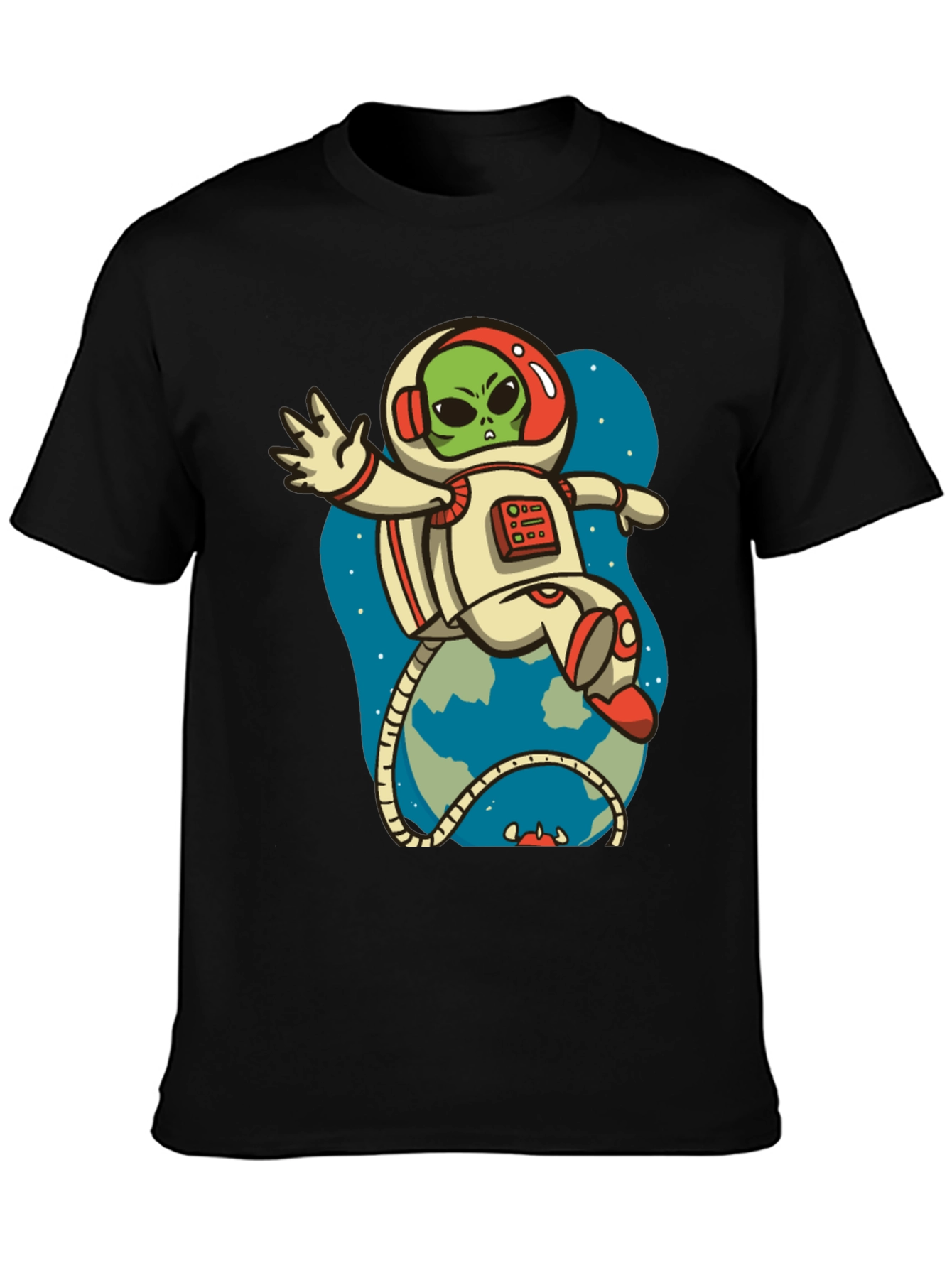 Black Alien Astronaut Graphic Tee view 3