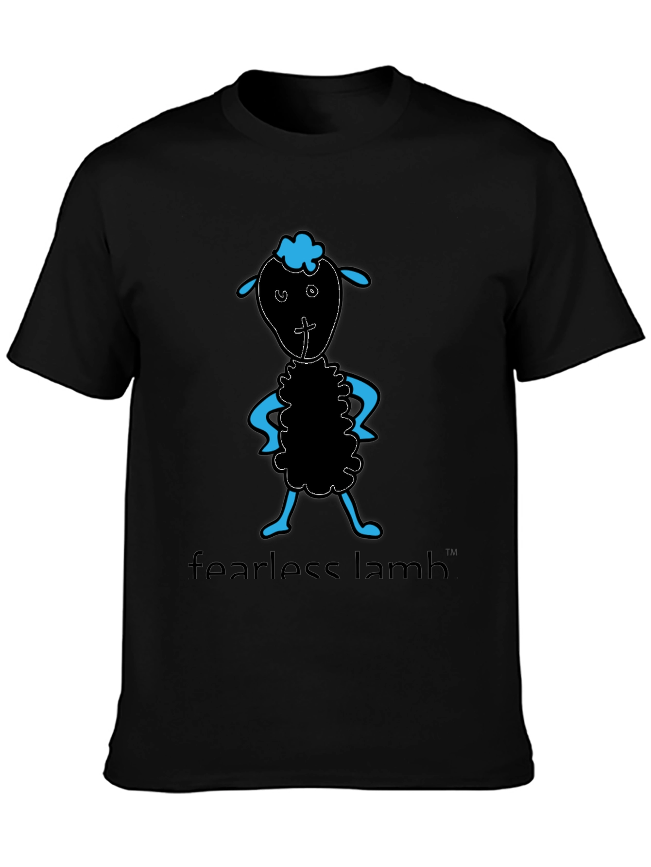 Black Fearless Lamb Graphic Tee - Black Cotton T-Shirt view 3