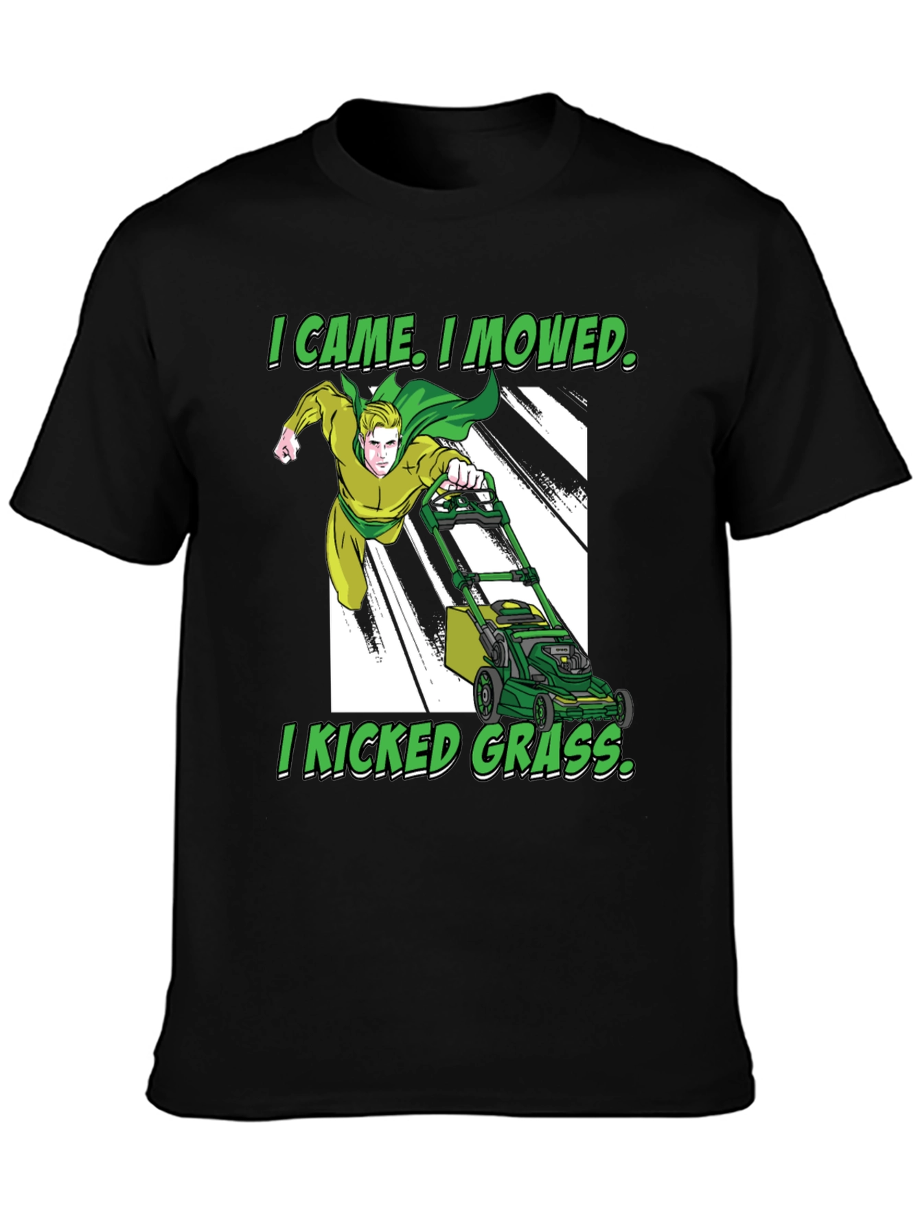 Black I Came I Mowed T-Shirt, Lawn Care Humor view 3