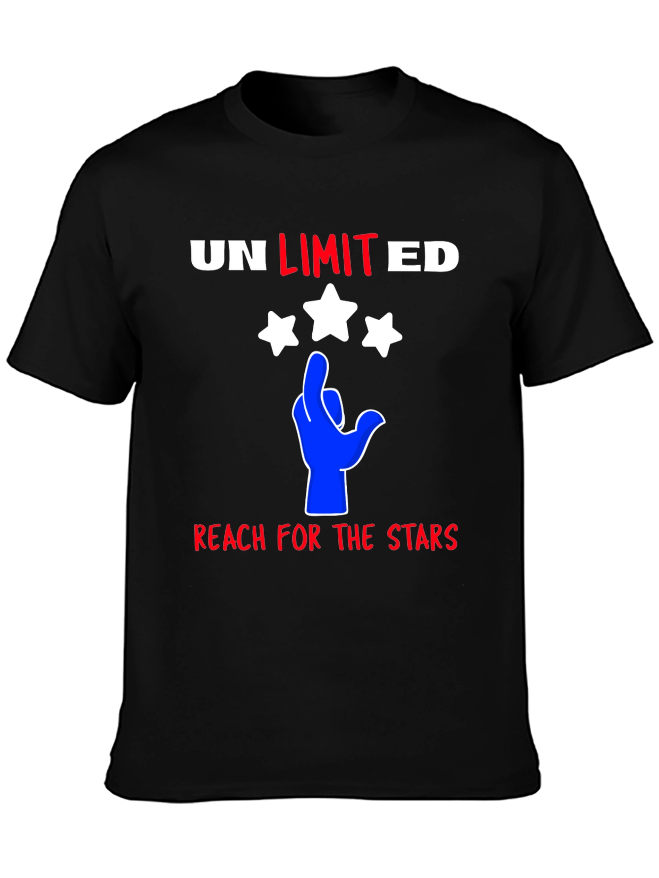 Black Unlimited Reach T-Shirt - Patriotic Hand Stars view 3