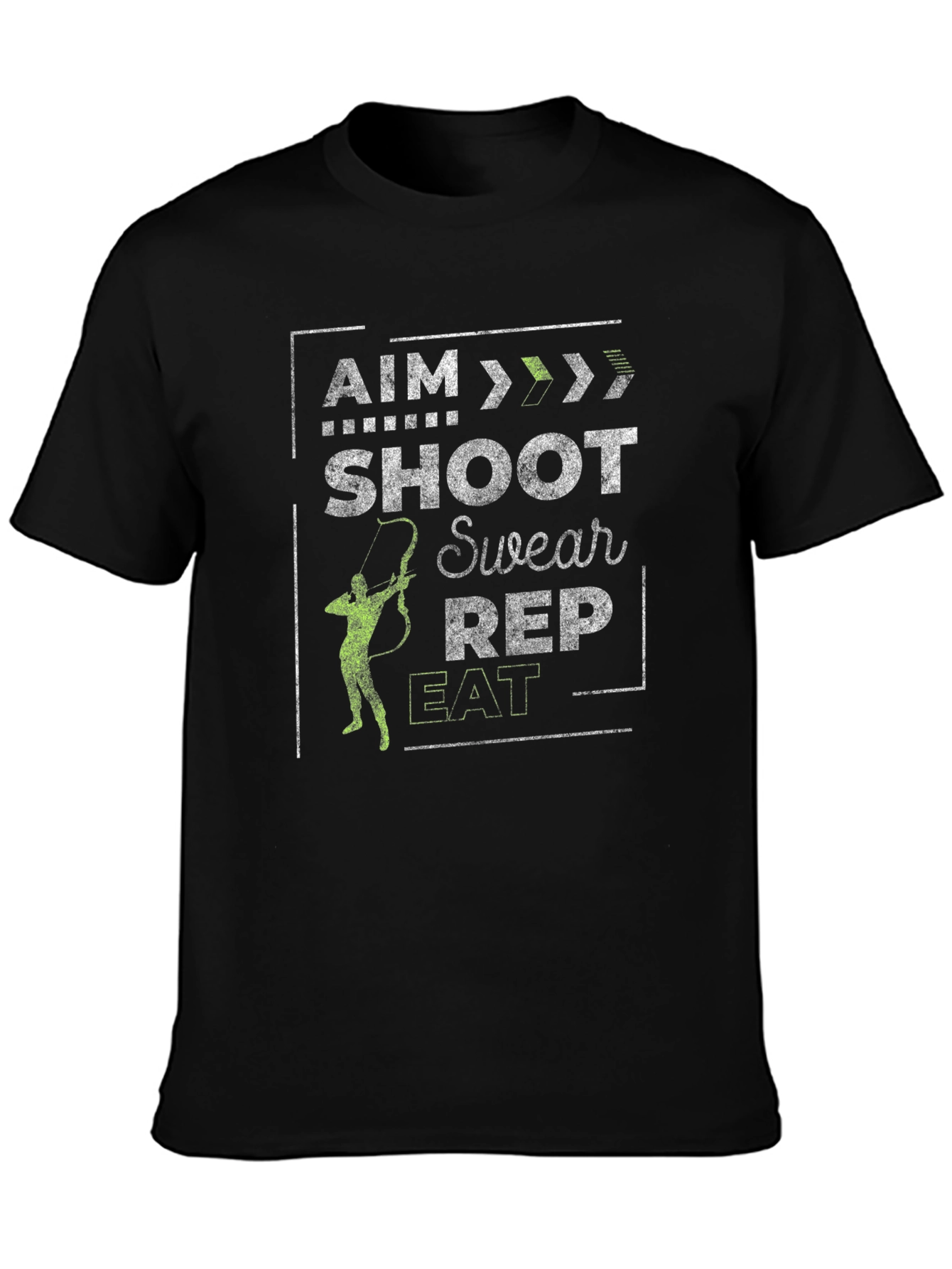 Black Archer T-Shirt - Aim, Shoot, Swear, Rep, Eat view 3
