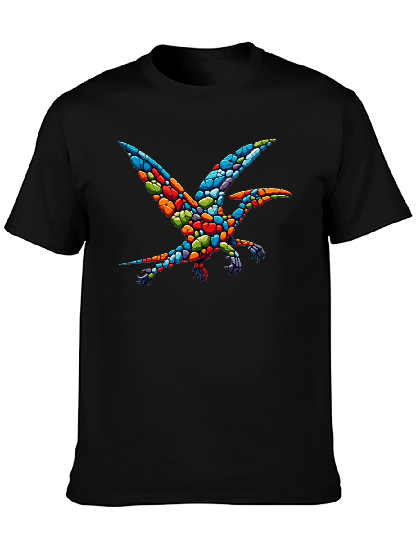 Black Colorful Pterodactyl Graphic Tee - Black view 3