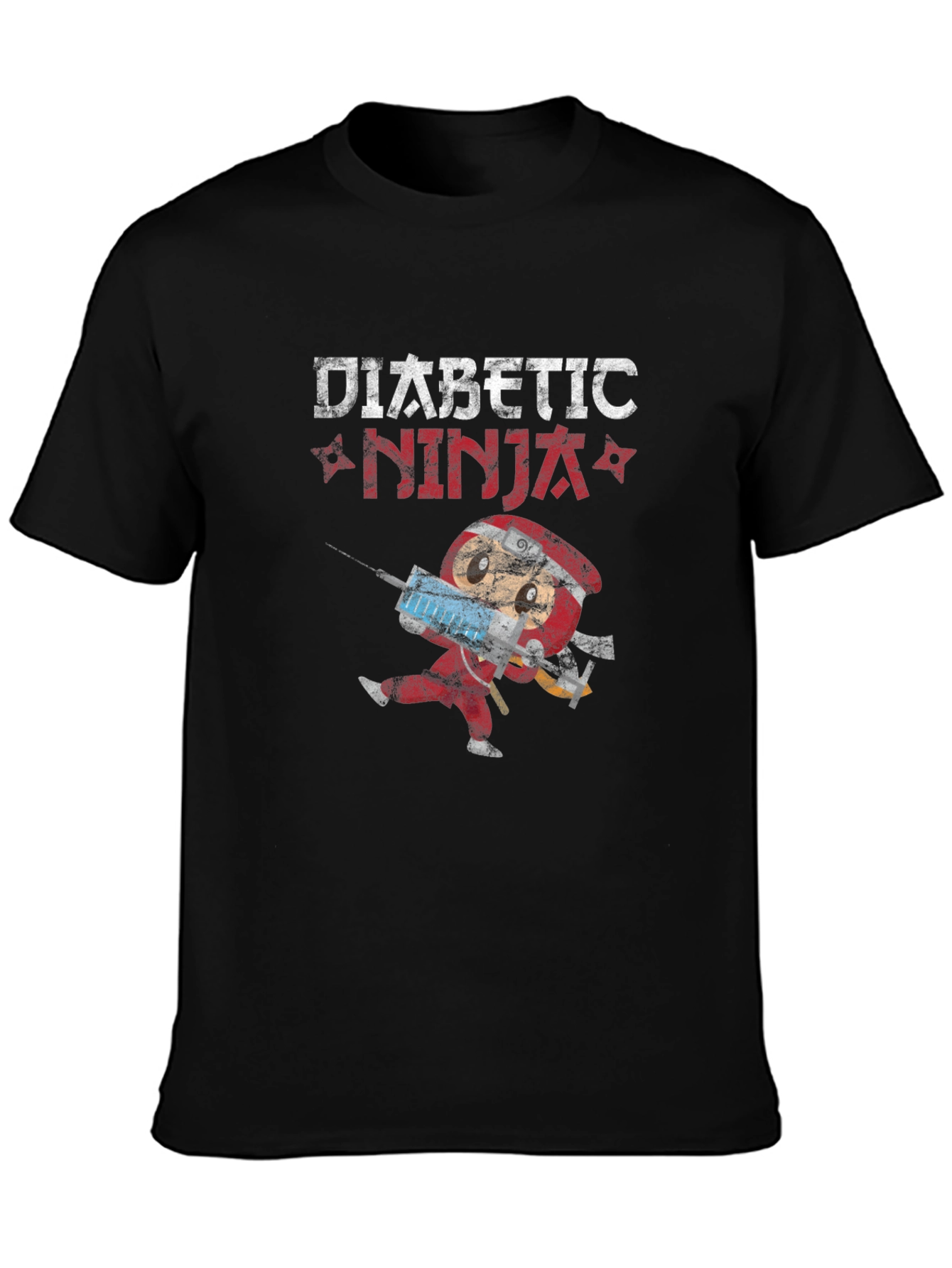 Black Diabetic Ninja Novelty T-Shirt view 3