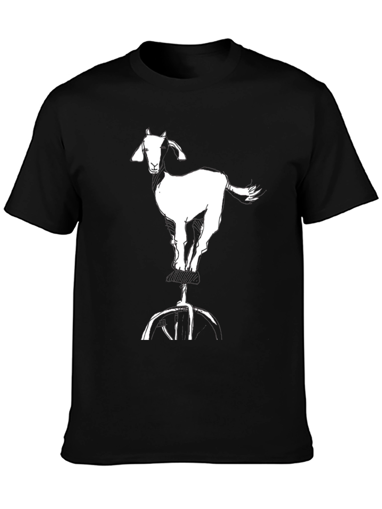 Black Goat on Stool Graphic Tee - Black Cotton T-Shirt view 3