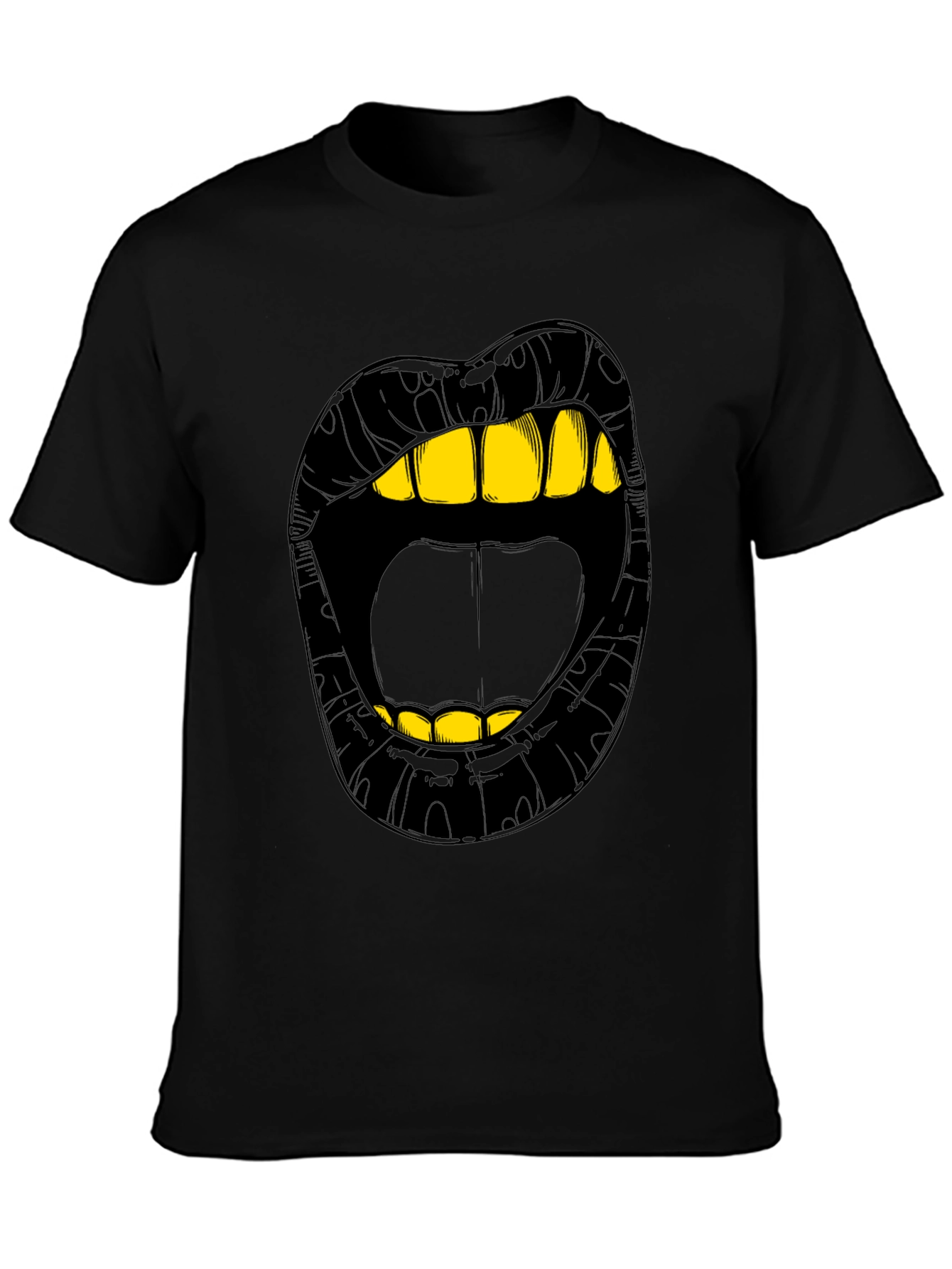Black Bold Lip Graphic Tee - Gold Teeth Black Shirt view 3