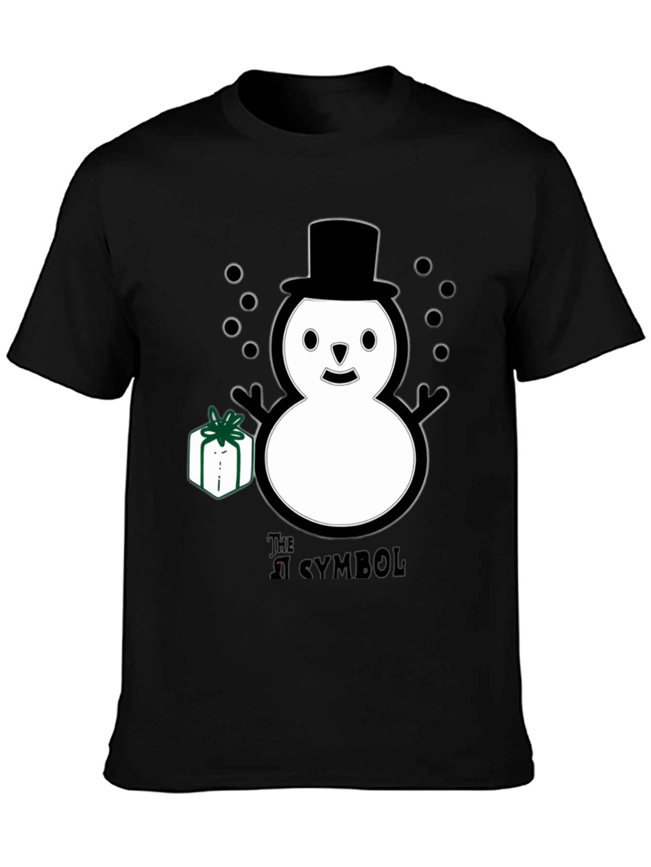 Black Whimsical Snowman T-Shirt view 3
