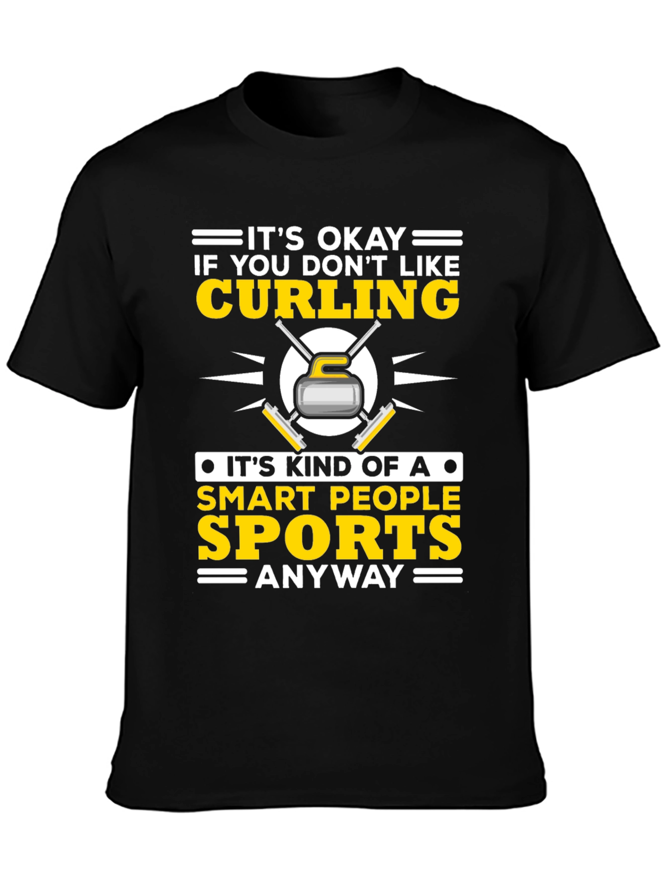 Black Funny Curling Smart People Sports T-Shirt view 3