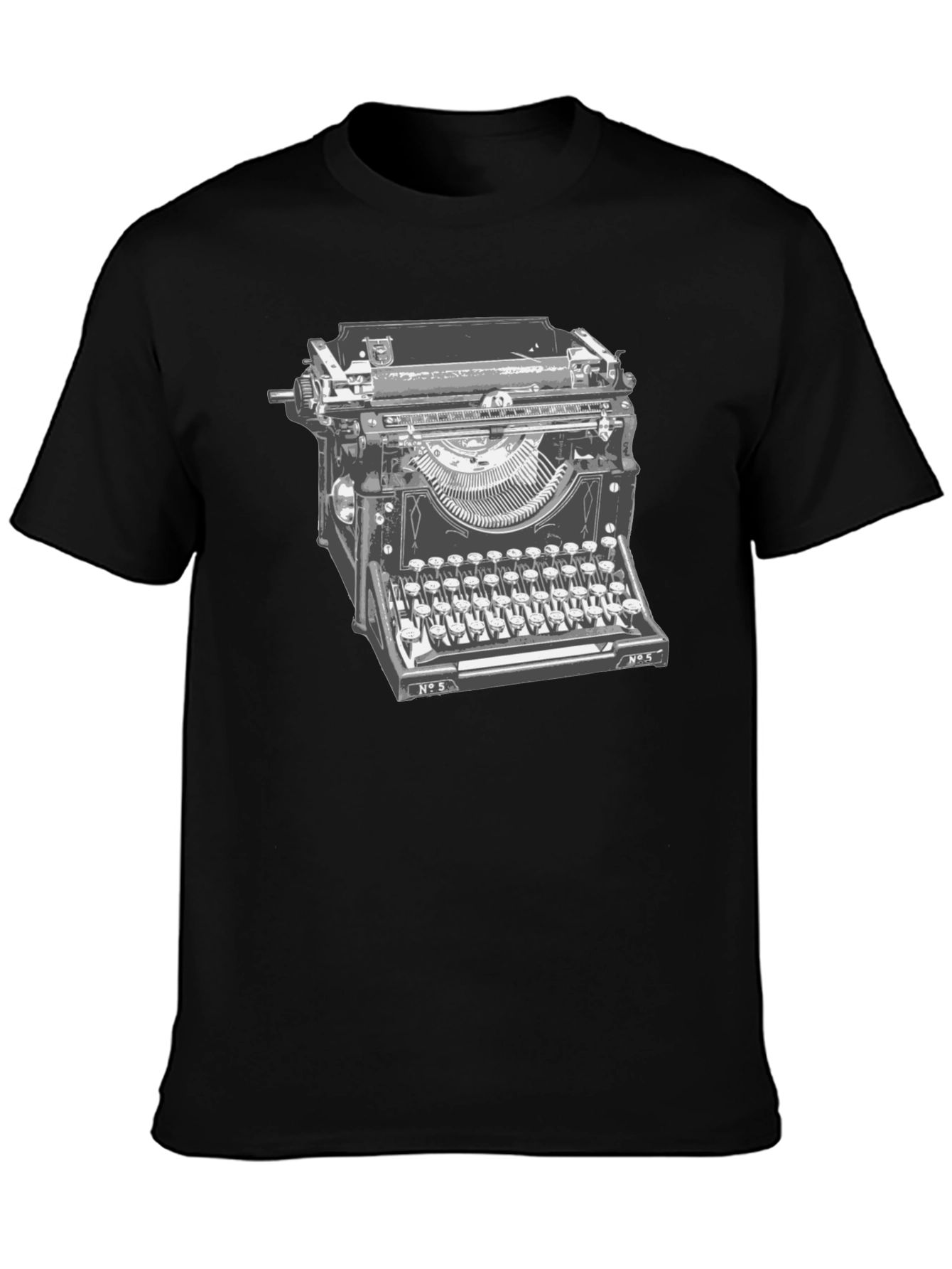 Black Vintage Typewriter Graphic T-Shirt - Classic Writer Tee view 3