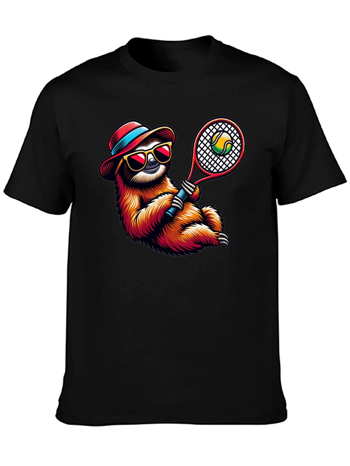Black Tennis Sloth Graphic Tee - Cool & Casual! view 3