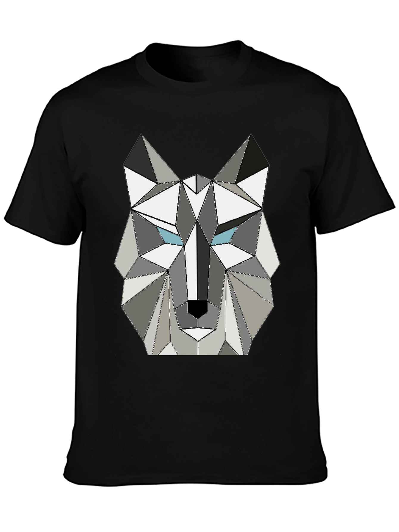 Black Geometric Wolf Graphic Tee - Modern Style view 3