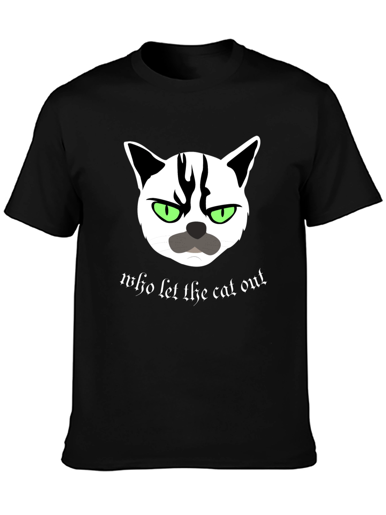 Black Grumpy Cat T-Shirt - Who Let The Cat Out? view 3