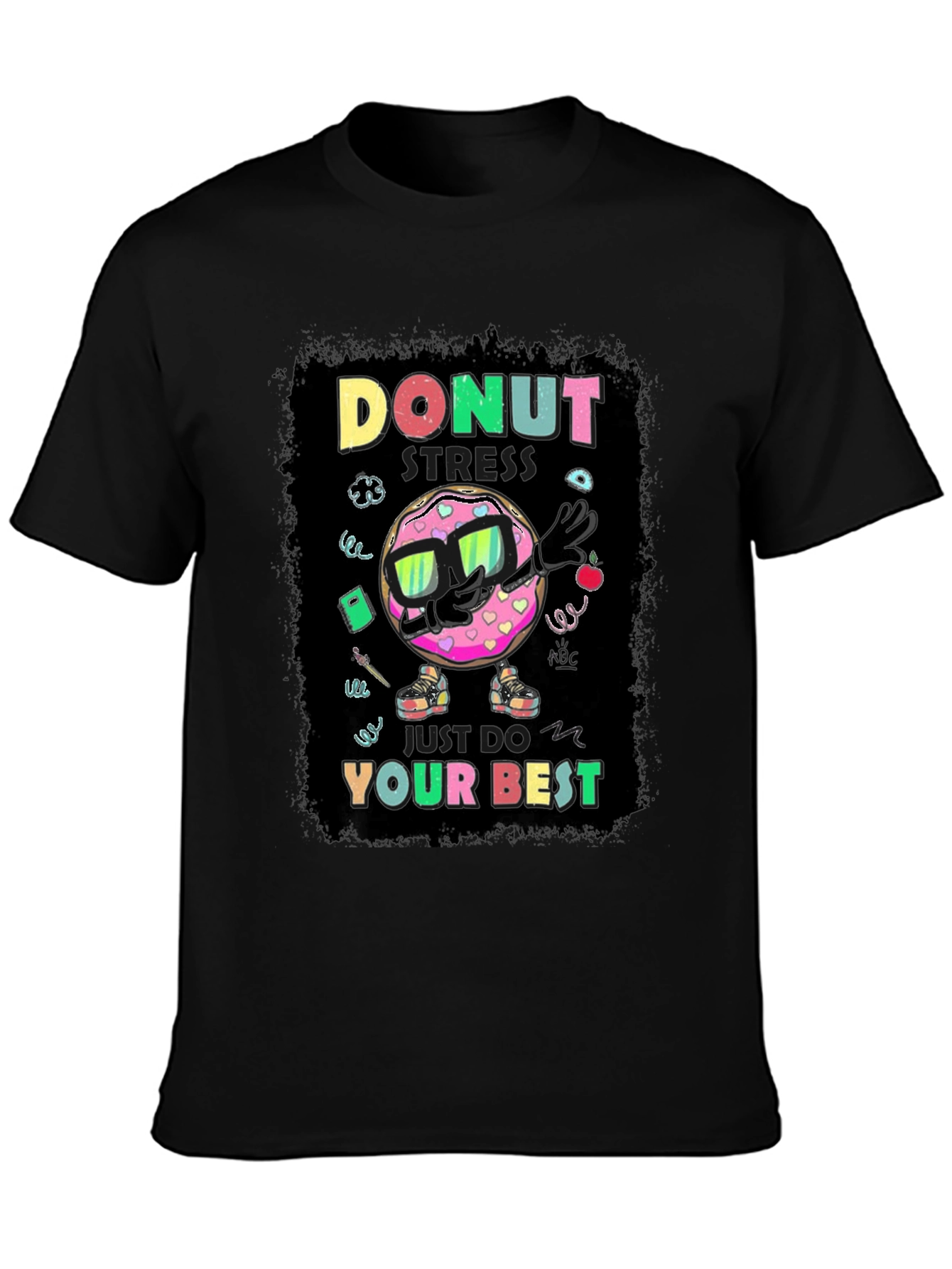 Black Donut Stress T-Shirt - Funny Motivational Tee view 3