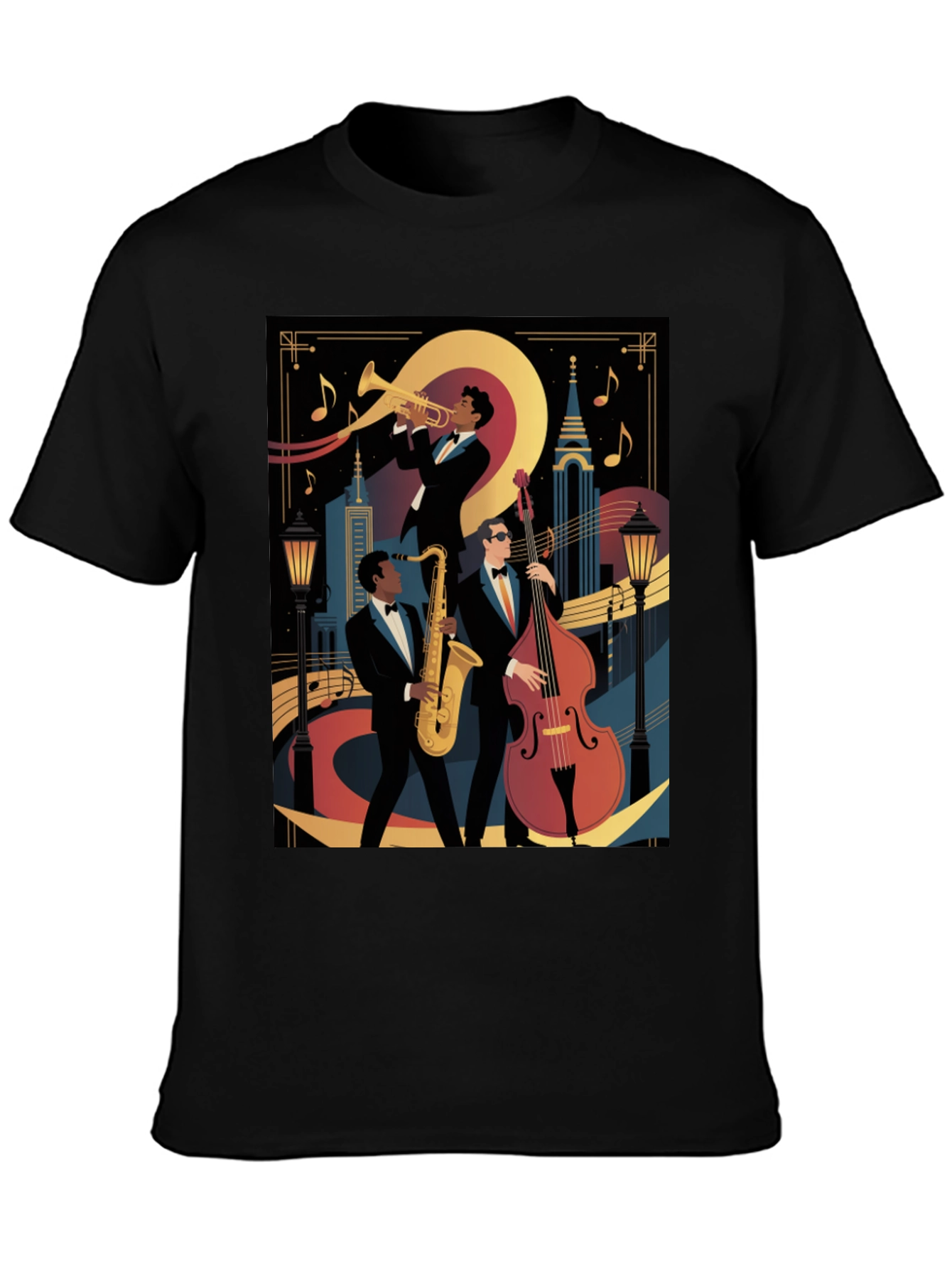 Black Jazz Band Graphic Black T-Shirt view 3