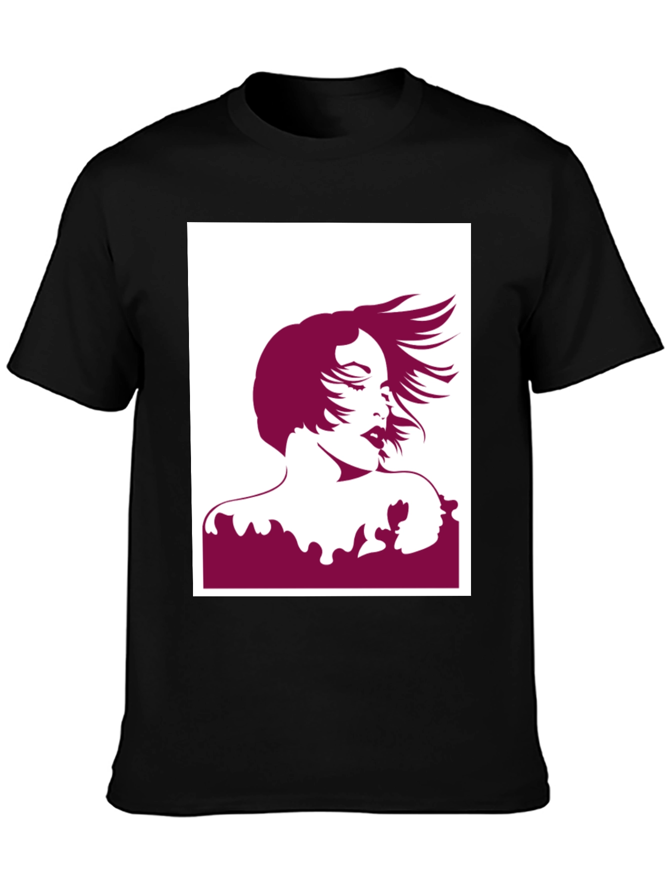 Black Silhouette Graphic Tee - Black Cotton Blend view 3