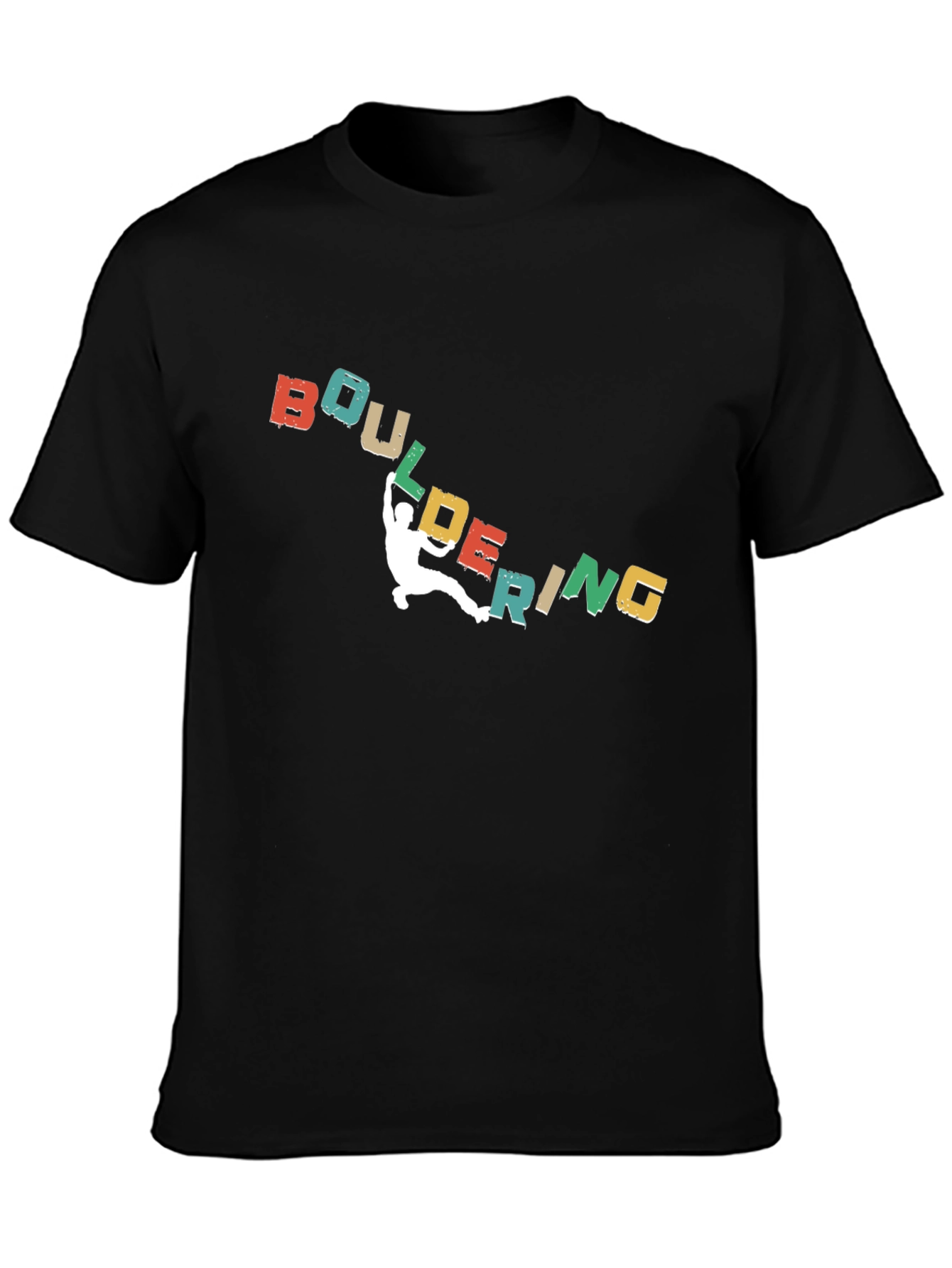 Black Bouldering Retro Graphic T-Shirt for Climbers view 3