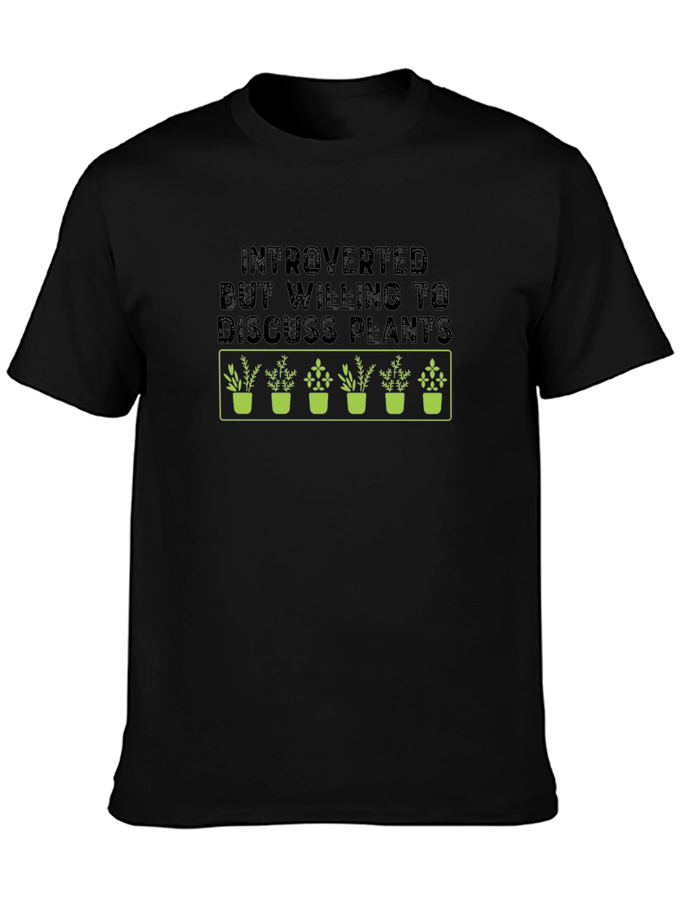 Black Introverted Plants Graphic Tee view 3