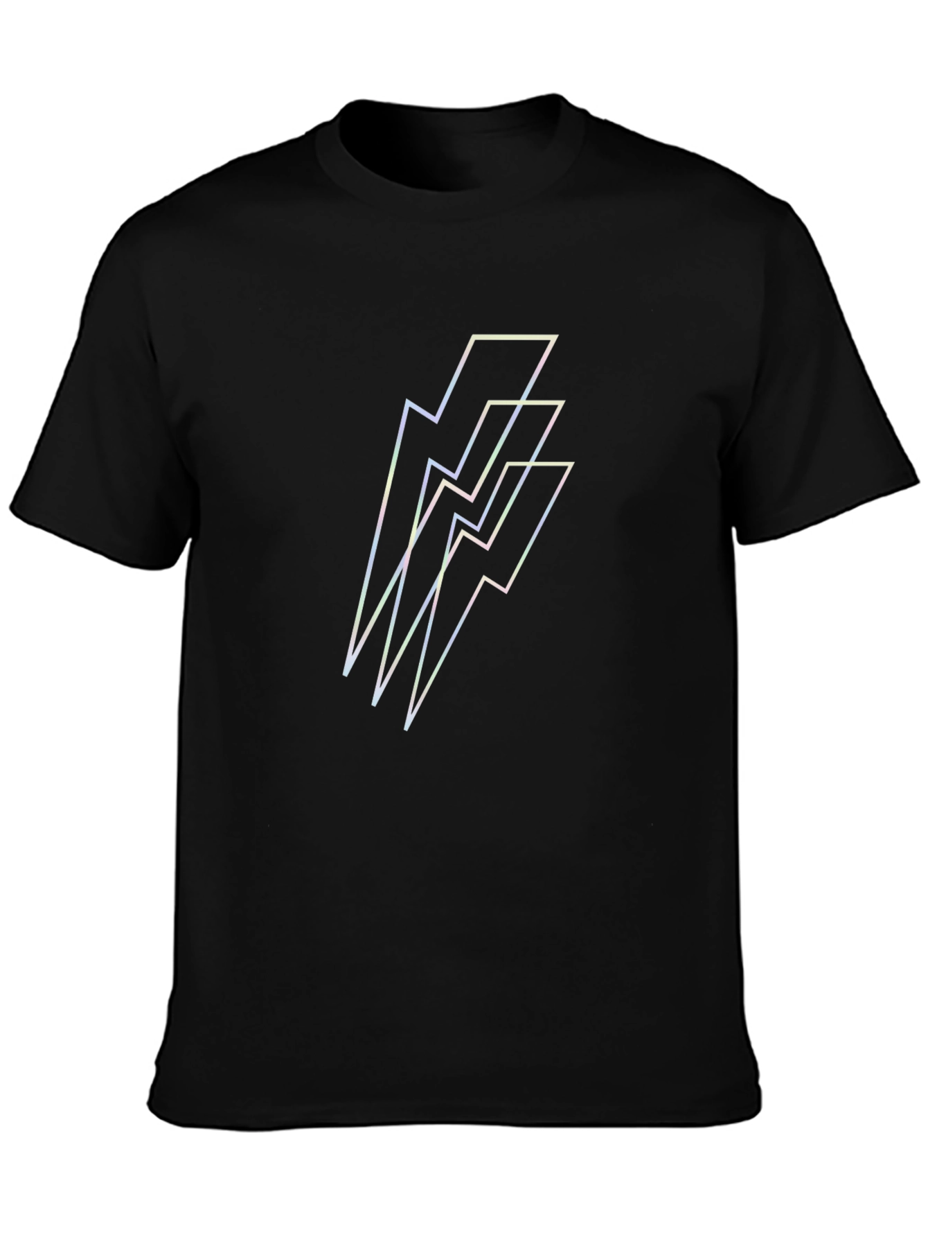 Black Lightning Bolt Graphic Black T-Shirt view 3