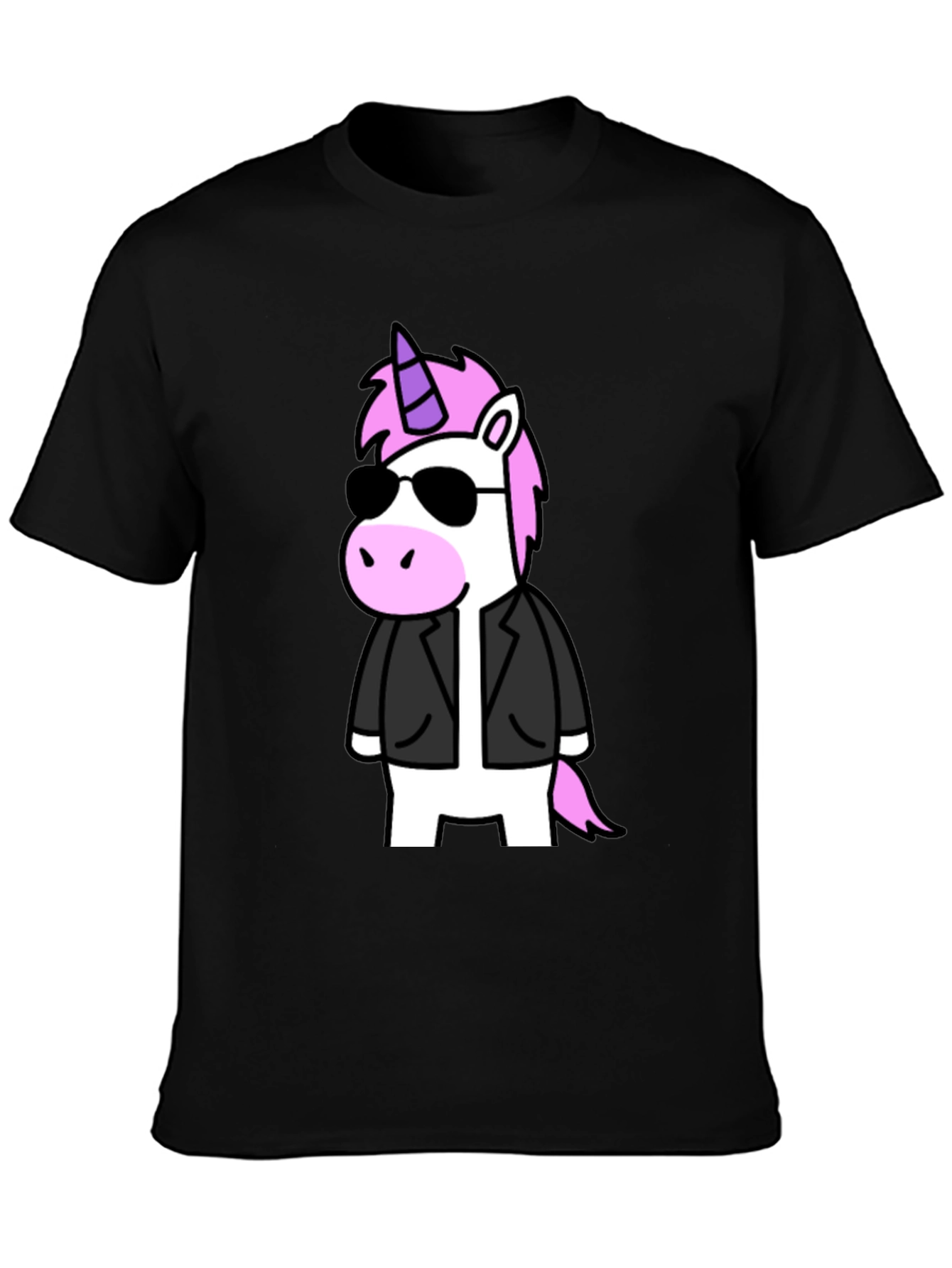 Black Cool Unicorn Graphic T-Shirt - Black view 3