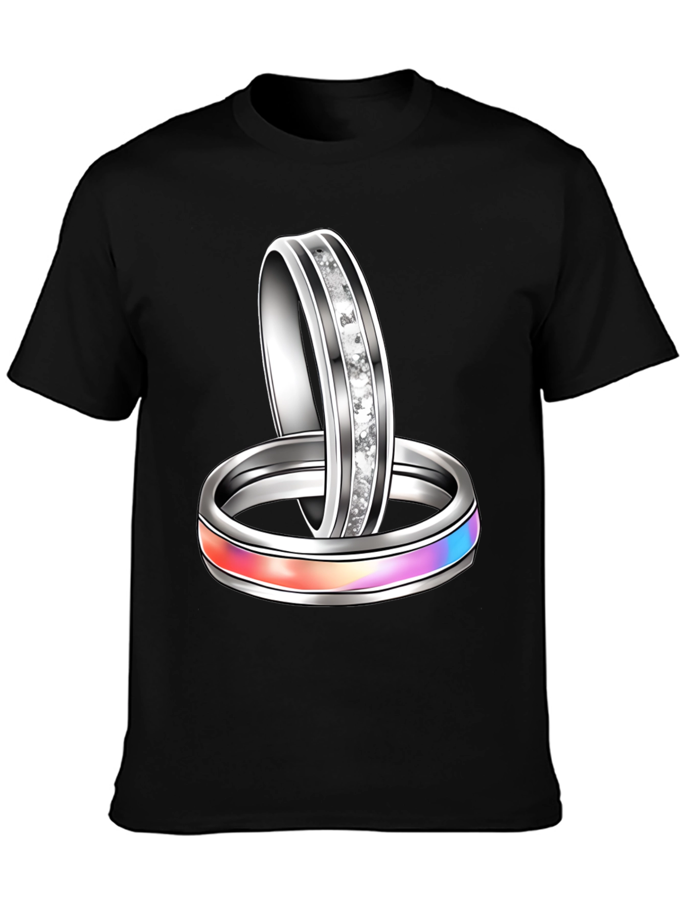 Black Rings Graphic T-Shirt Novelty Fashion Top view 3