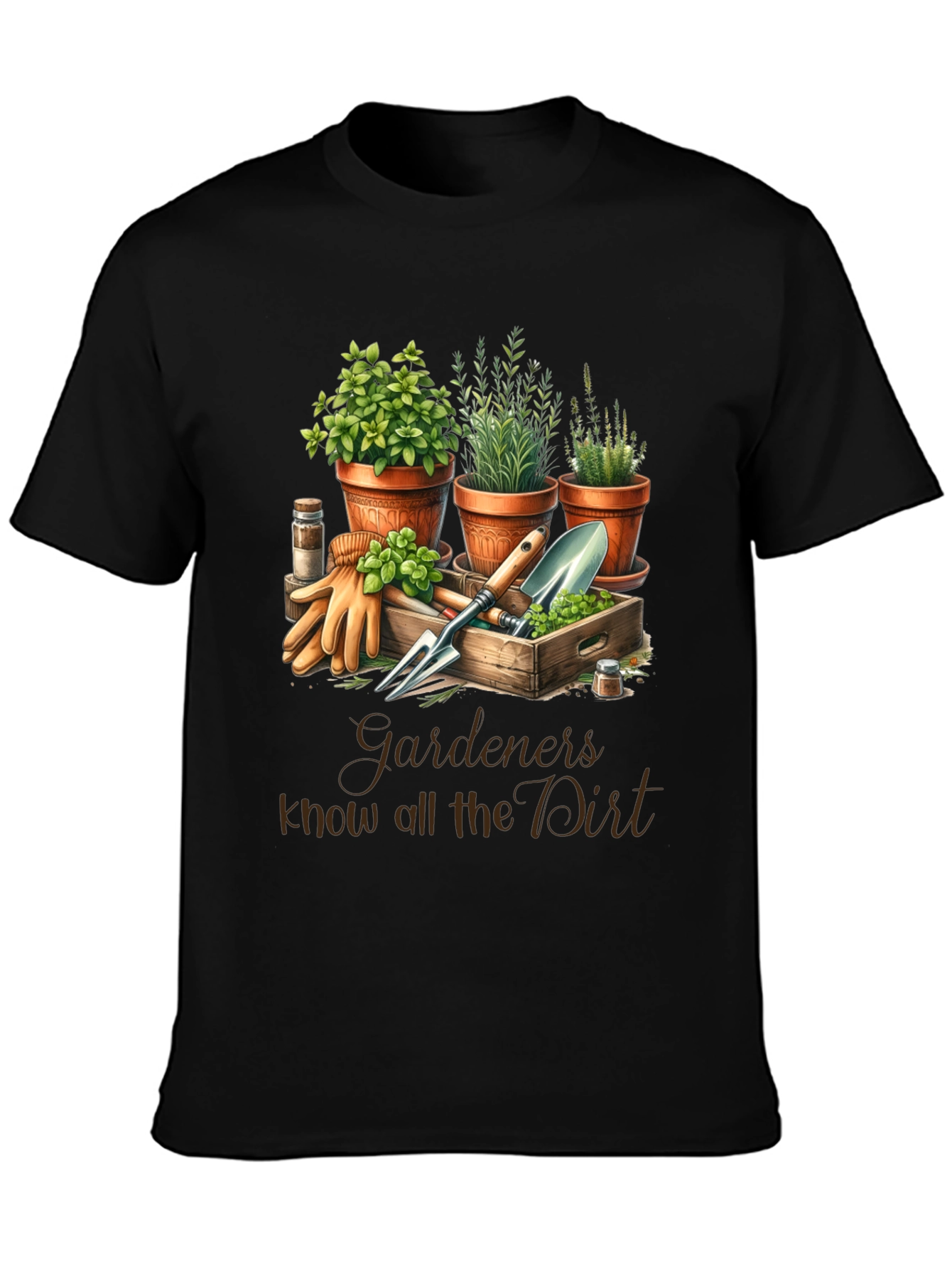 Black Gardener's Know All the Dirt T-Shirt view 3