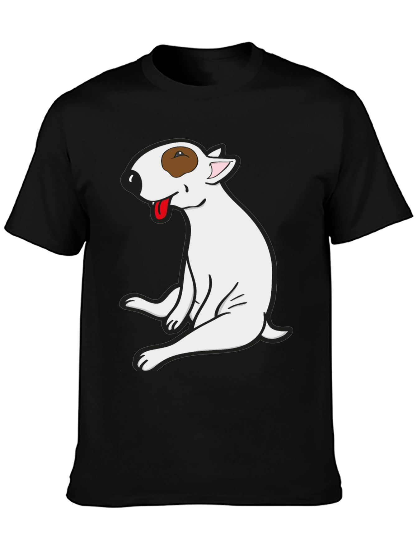 Black Bull Terrier Graphic Tee - Black Cotton T-Shirt view 3