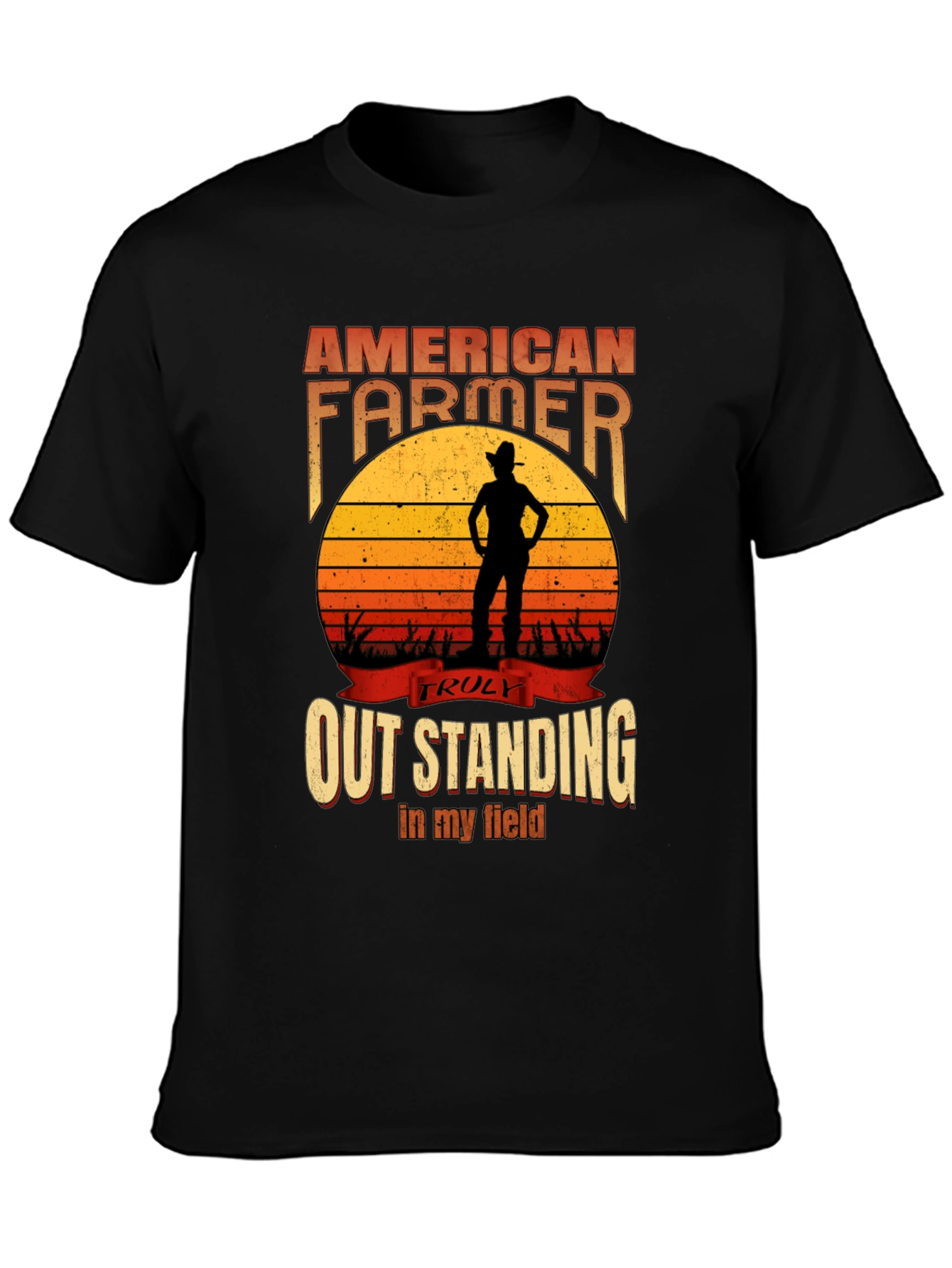 Black American Farmer Graphic T-Shirt - Outstanding in My Field view 3