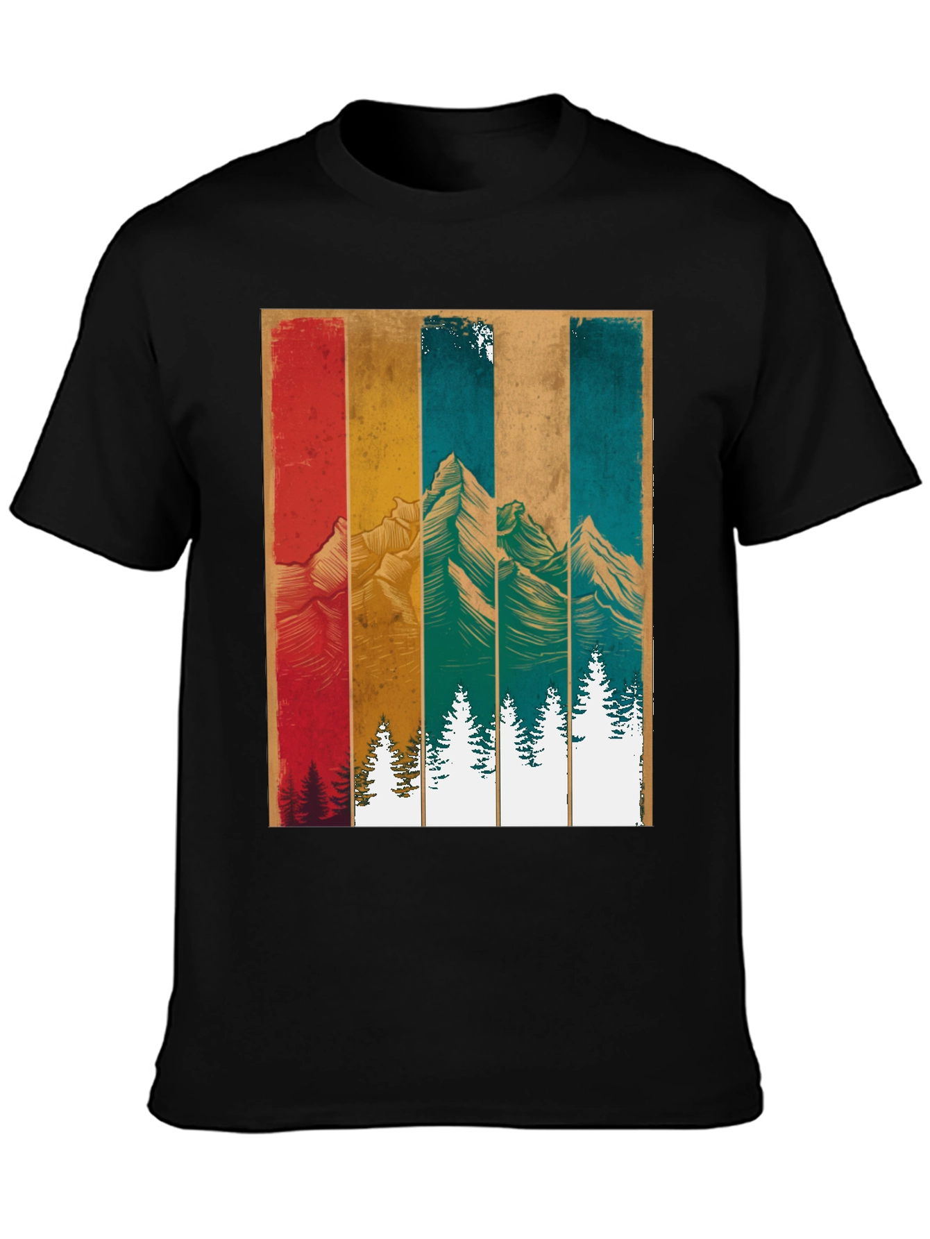 Black Retro Mountainscape Graphic Tee view 3