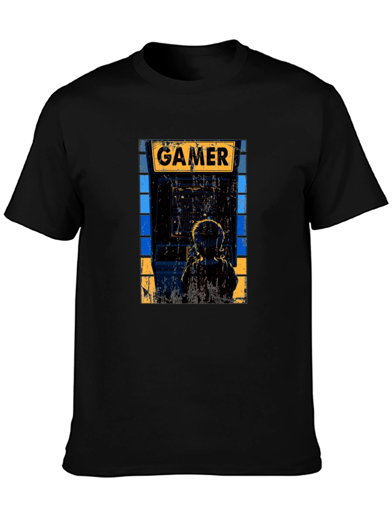Black Retro Gamer Arcade T-Shirt view 3