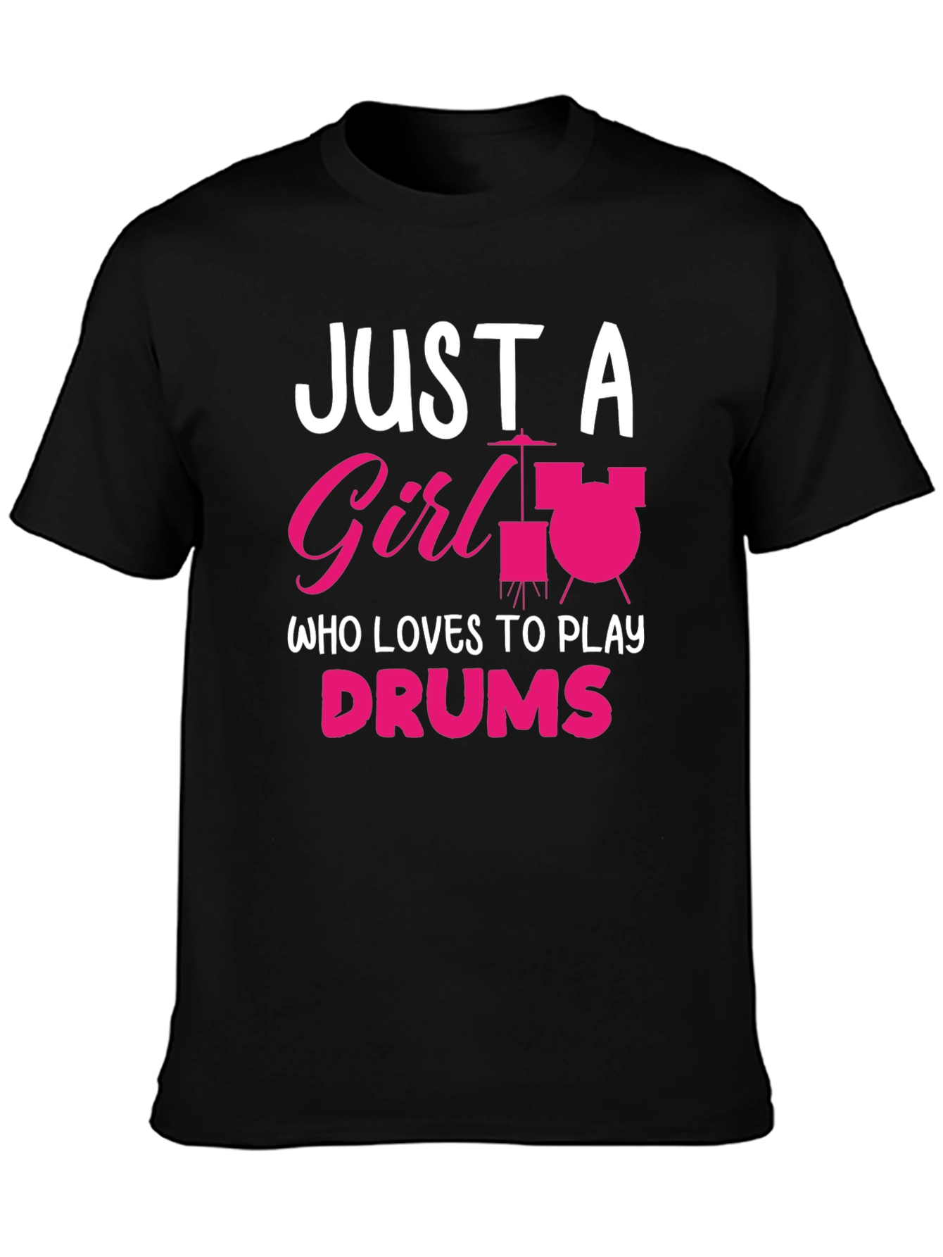Black Just a Girl Who Loves to Play Drums T-Shirt view 3