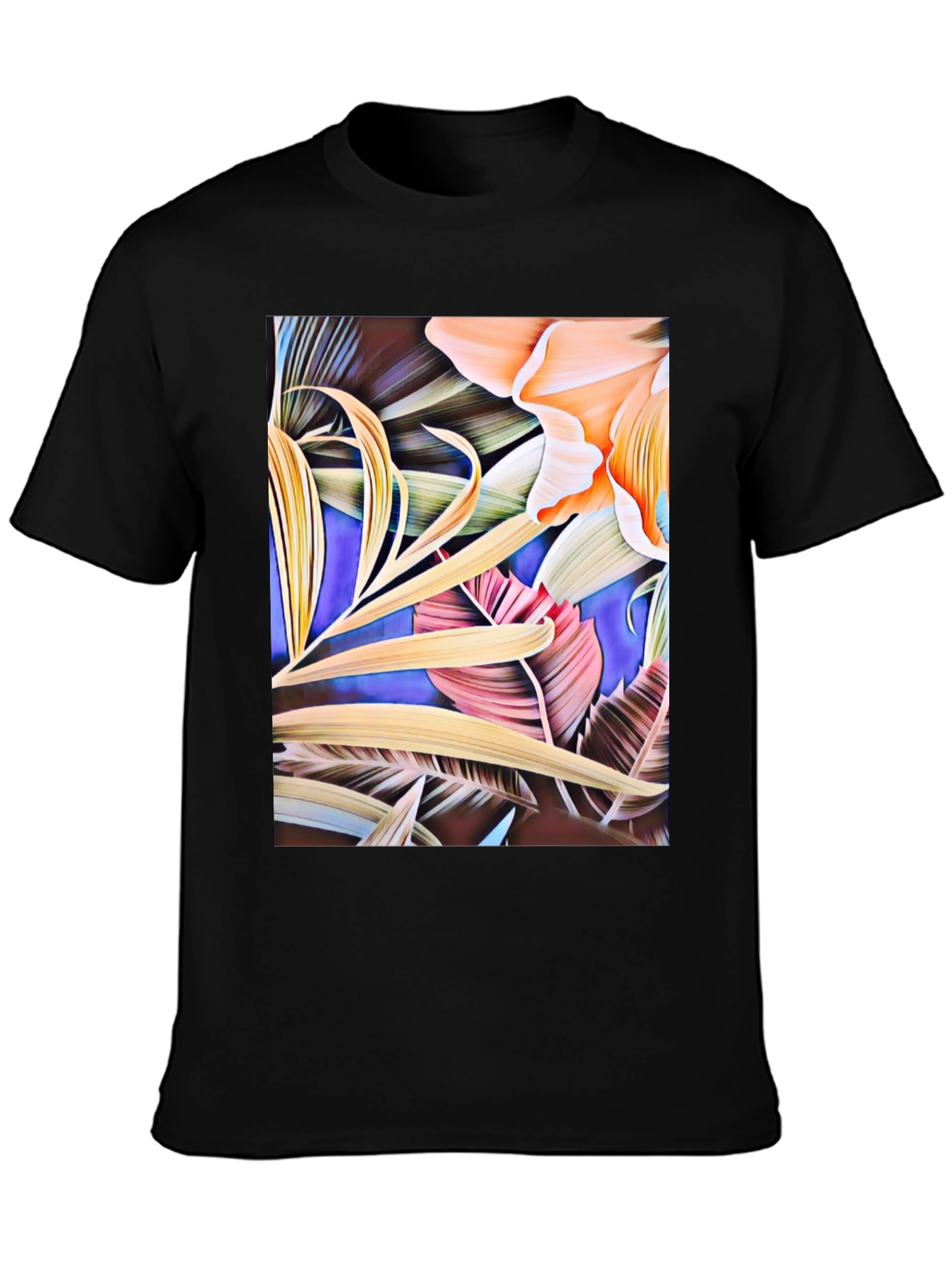 Black Floral Print Black Graphic T-Shirt view 3